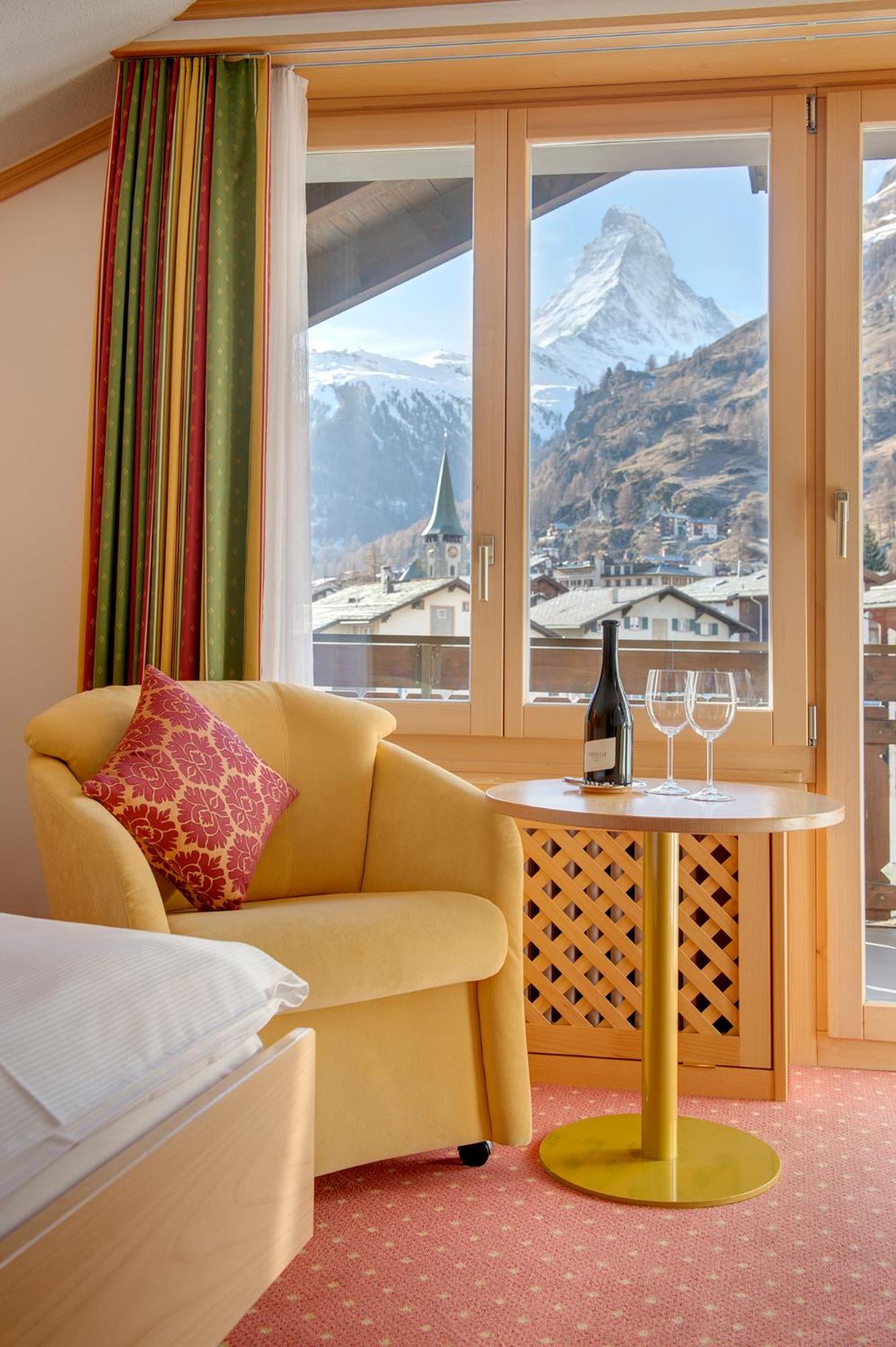 Top Floor Double Room Roof Slope with Matterhorn View