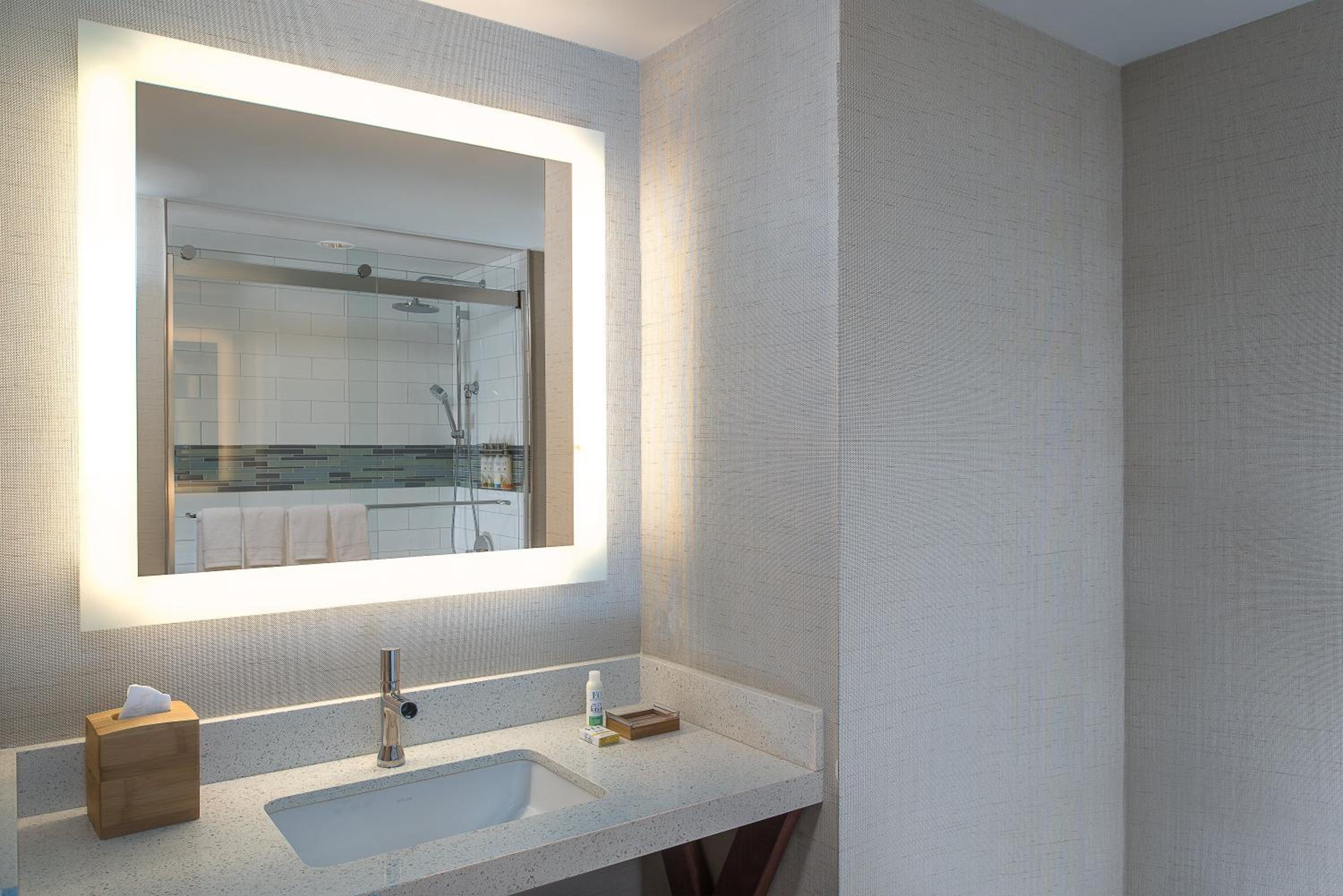 Double Room with Two Double Beds - Hearing Mobility Accessible Roll-In Shower