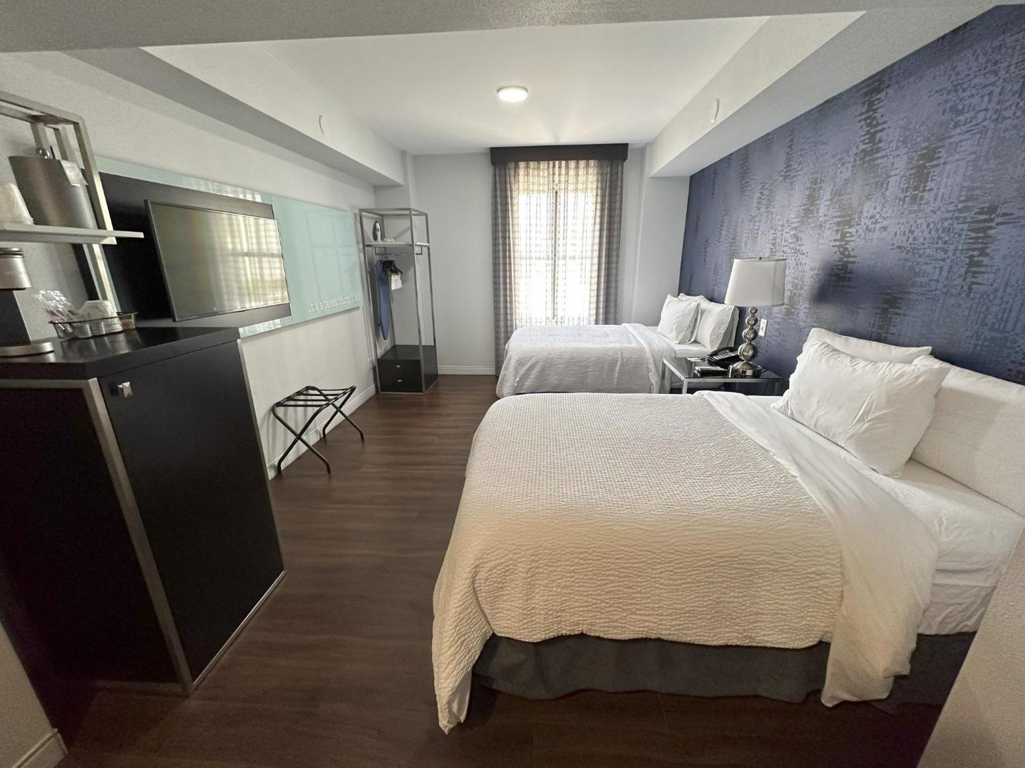 Double Room with Two Double Beds and Communications Mobility Accessible Roll-In Shower