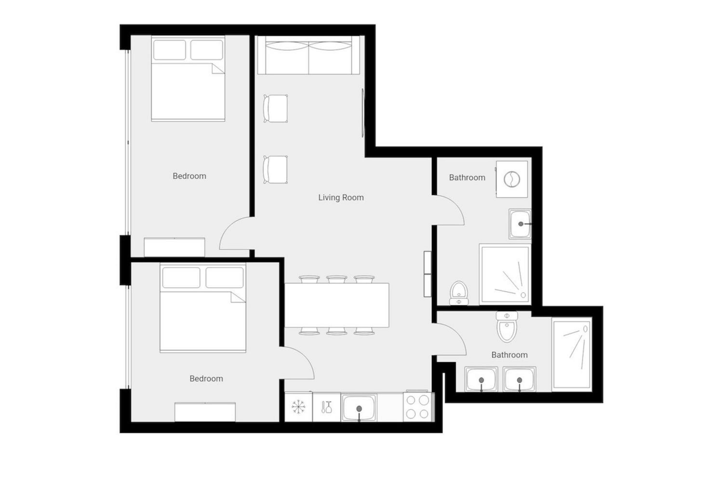 2 bed 2 bath apartment