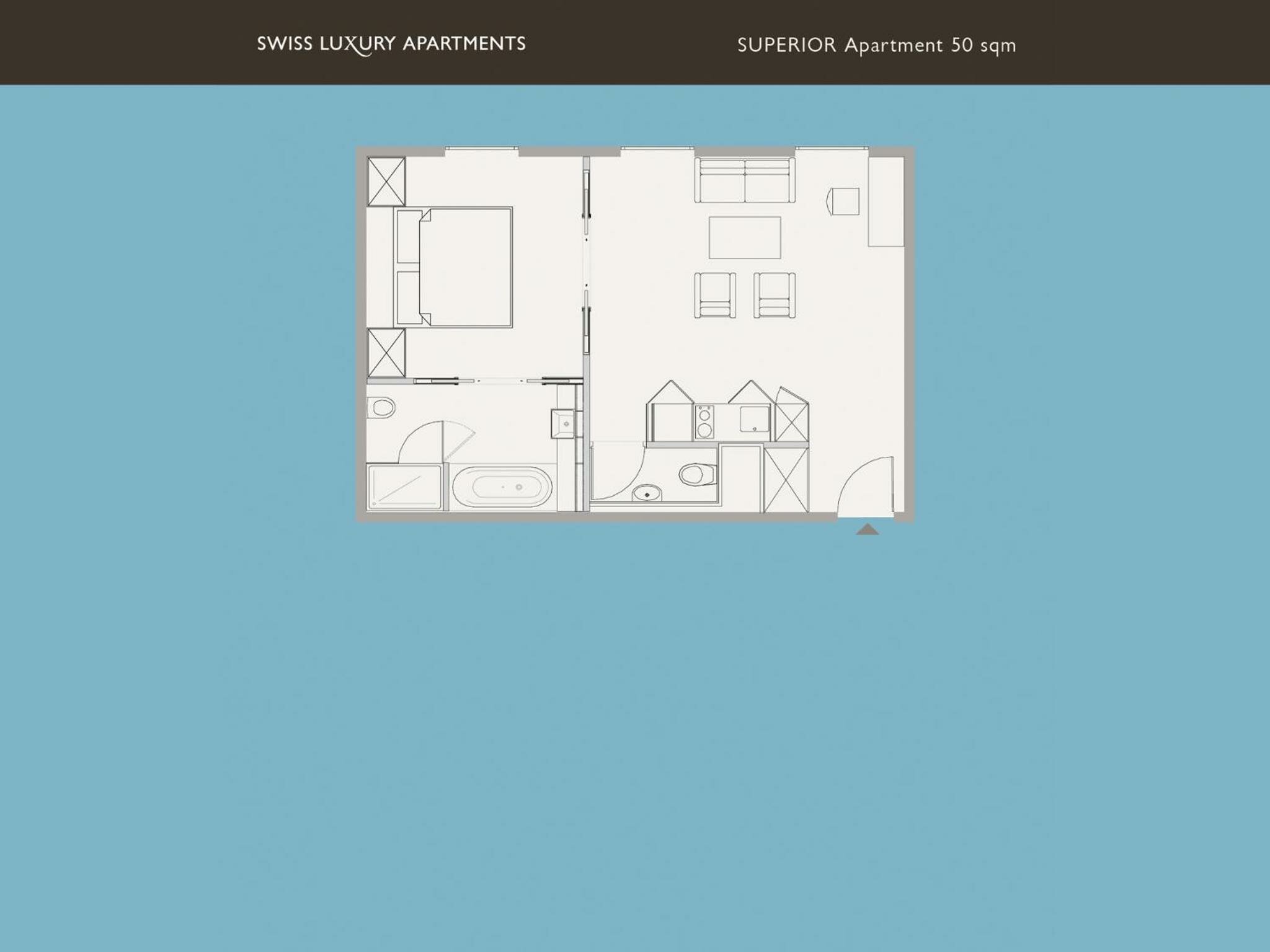 Superior One-Bedroom Apartment - Air-conditioned -  50 sqm