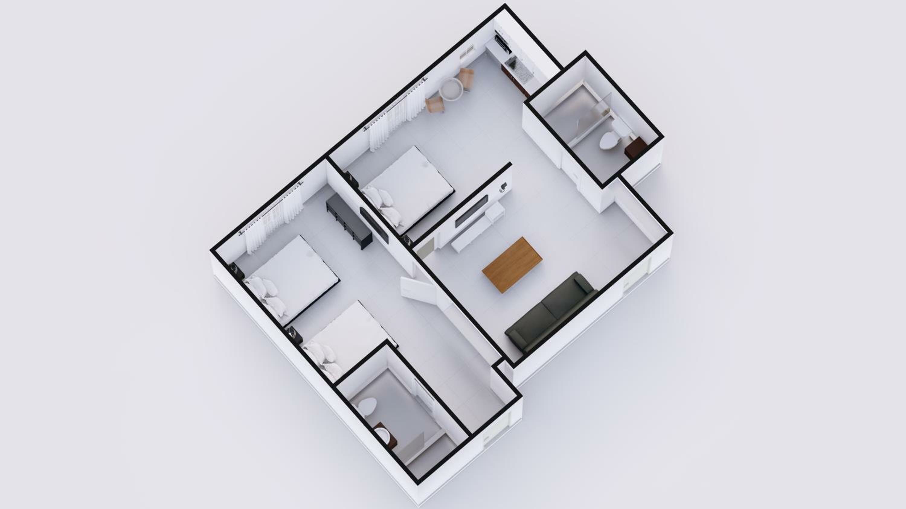 Two-Bedroom Two-Bath Suite with Kitchen