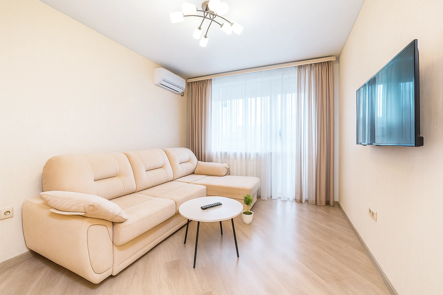 Евро двухкомнатная на 4 человека у аквапарка, центра и набережной, с приставкой+ смарт-ТВ  БЕЛАЯ