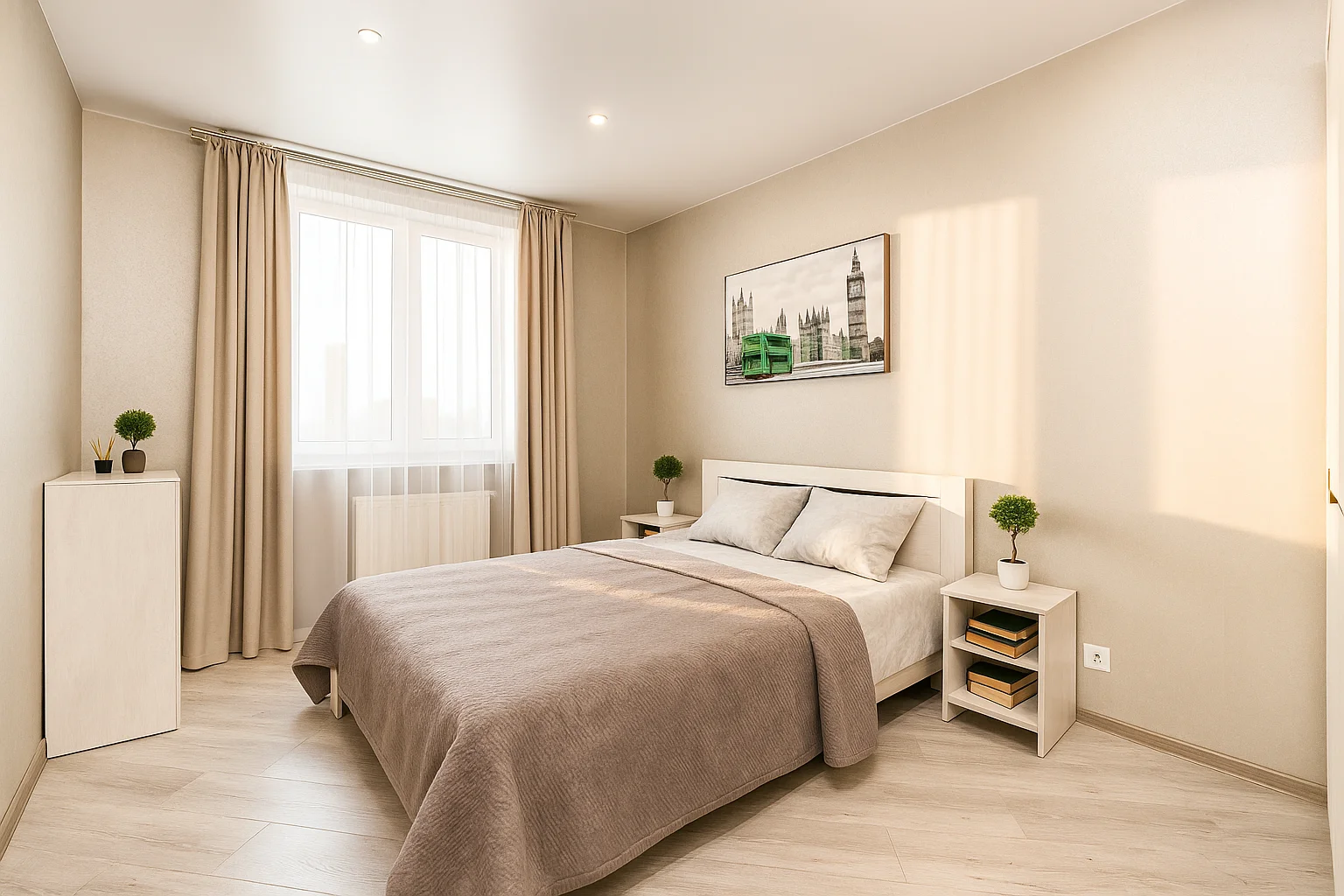 Евро двухкомнатная на 4 человека у аквапарка, центра и набережной, с приставкой+ смарт-ТВ СЕРАЯ