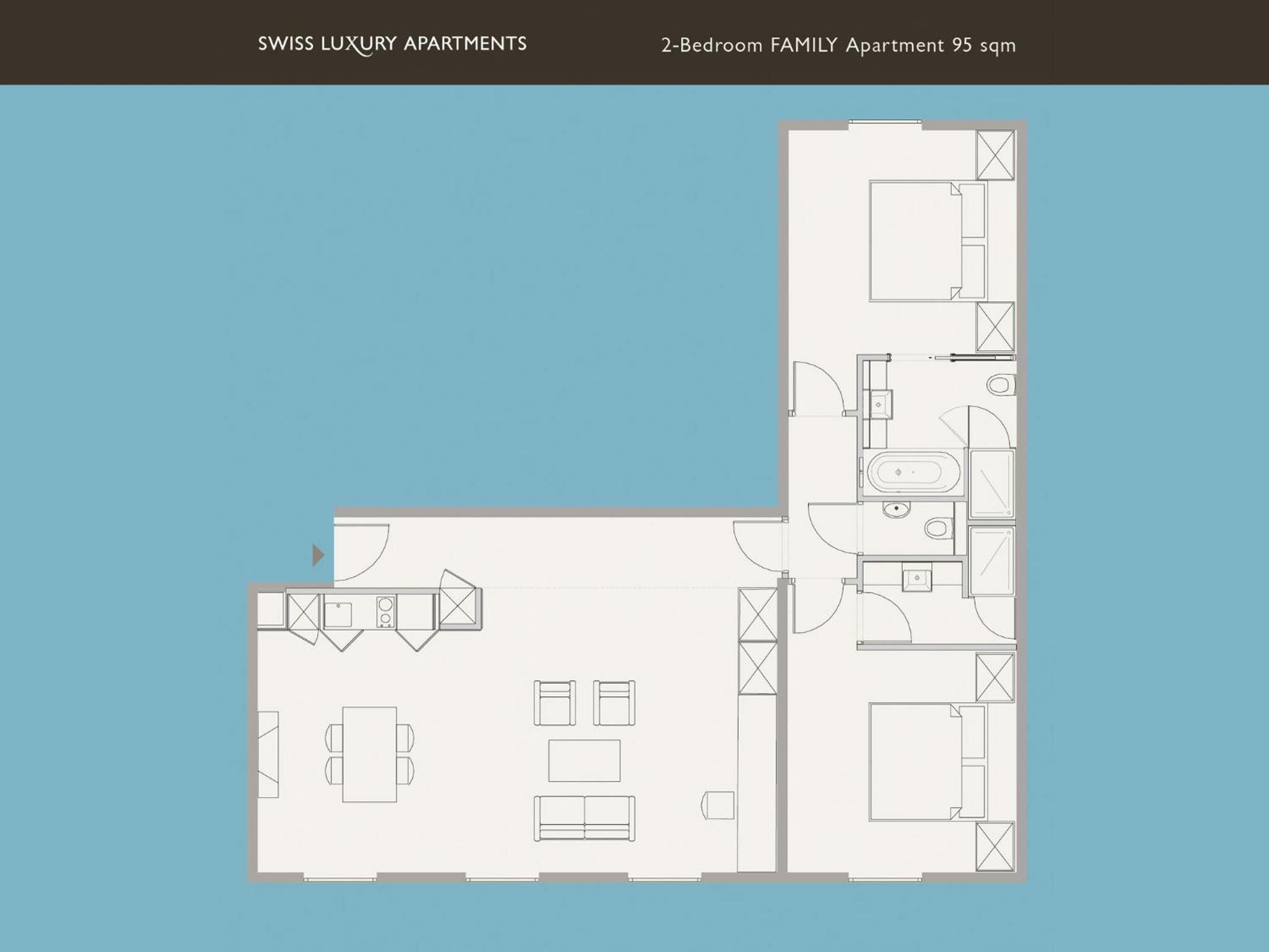 Two-Bedroom Apartment - Air-conditioned - 100 sqm