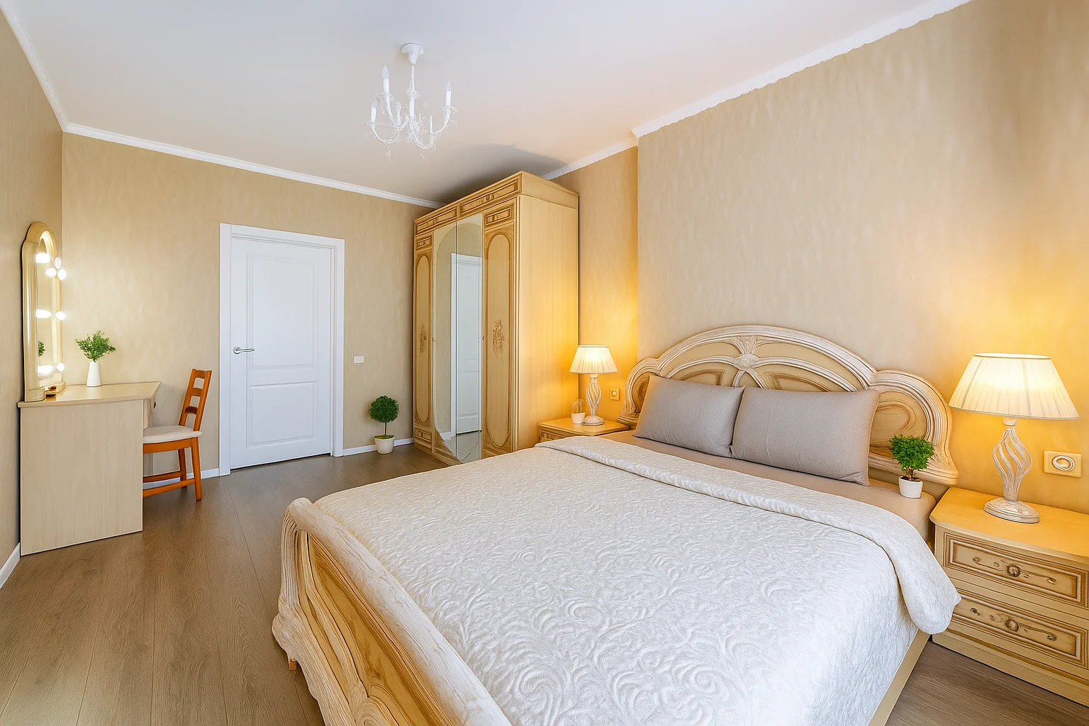 2 спальни у аквапарка, центра и набережной, с приставкой+ смарт-ТВ БЕЖЕВАЯ