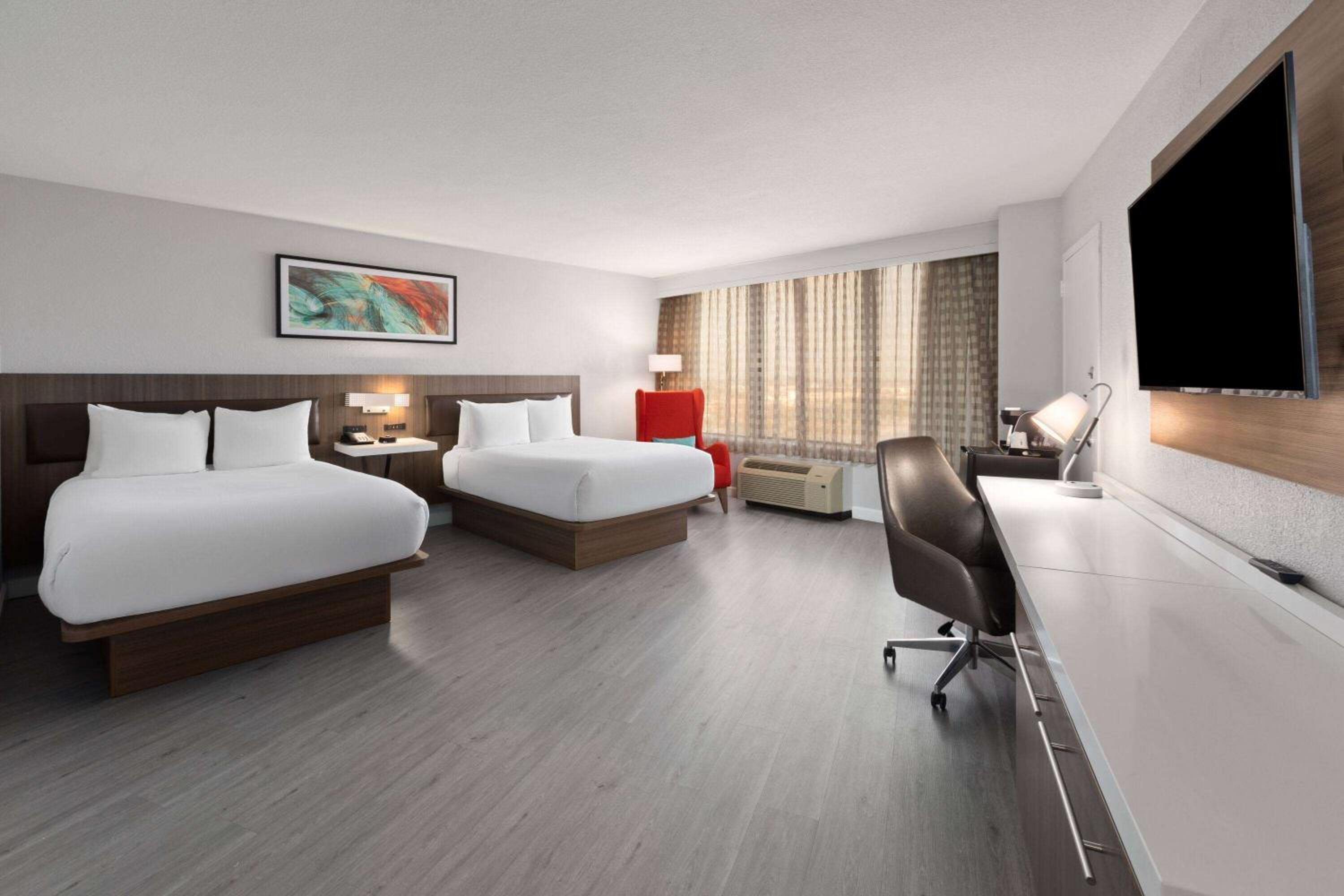 Double Room with Two Double Beds and Roll-in Shower - Mobility Access/Non-Smoking