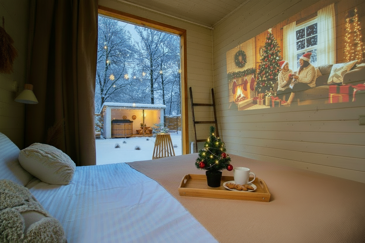 Дом Панорама 40м² с личной баней и личной купелью, с доступом на спа-релакс с 17:00 и до 5 утра. Дом повышенного комфорта. Заезд с 16:30, выезд до 13:30 (заезд не в 15:00)