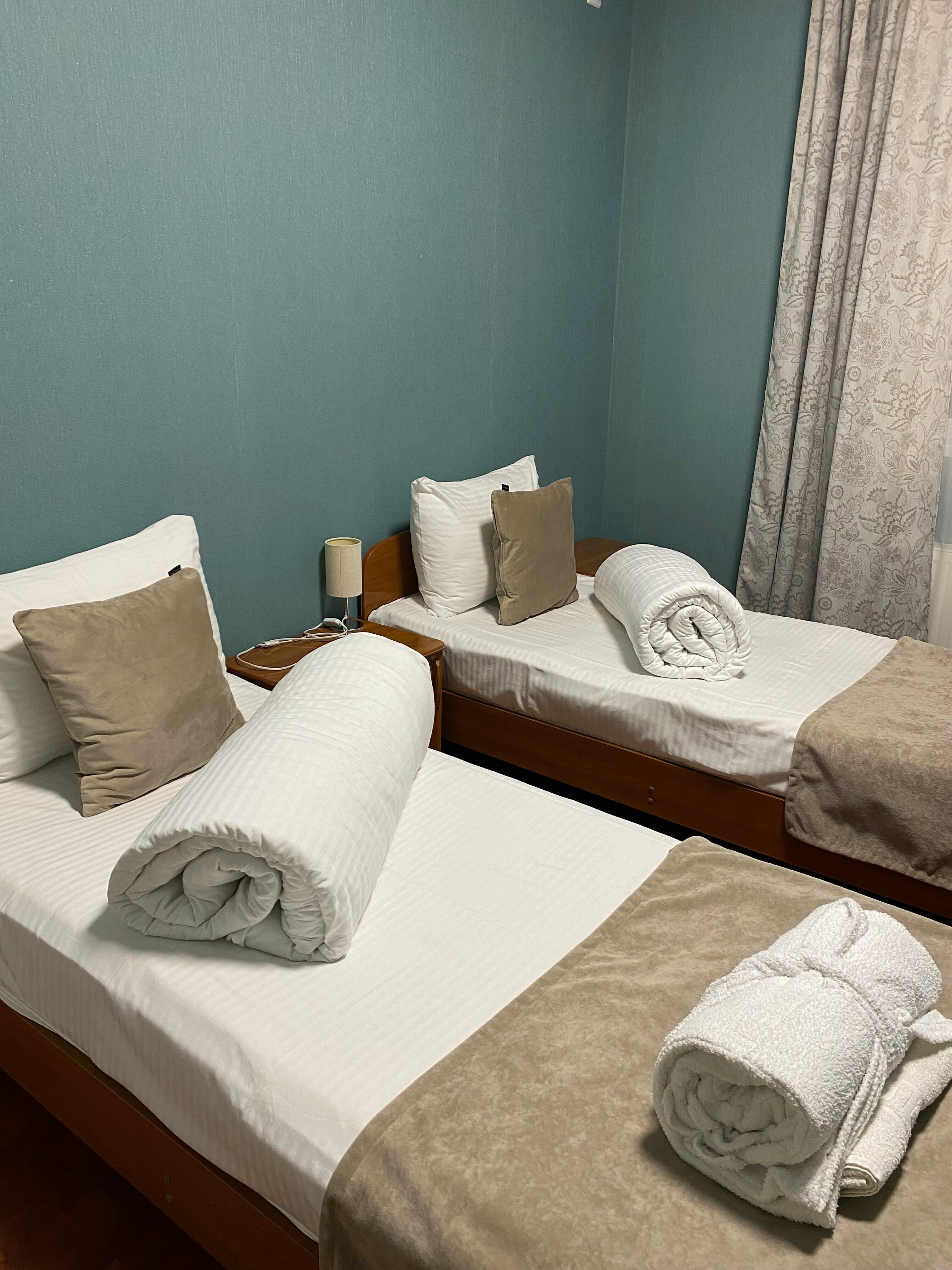 ДВУХМЕСТНЫЙ СТАНДАРТ С ЗАВТРАКОМ с внешней личной ванной комнатой  и дополнительным местом