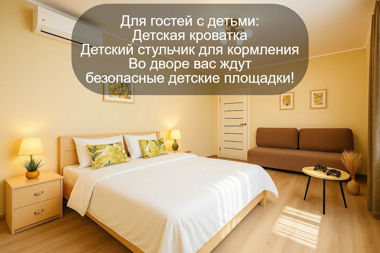 1- комнатная на 6 человек у аквапарка, центра и набережной, с приставкой+ смарт-ТВ ЖЕЛТАЯ
