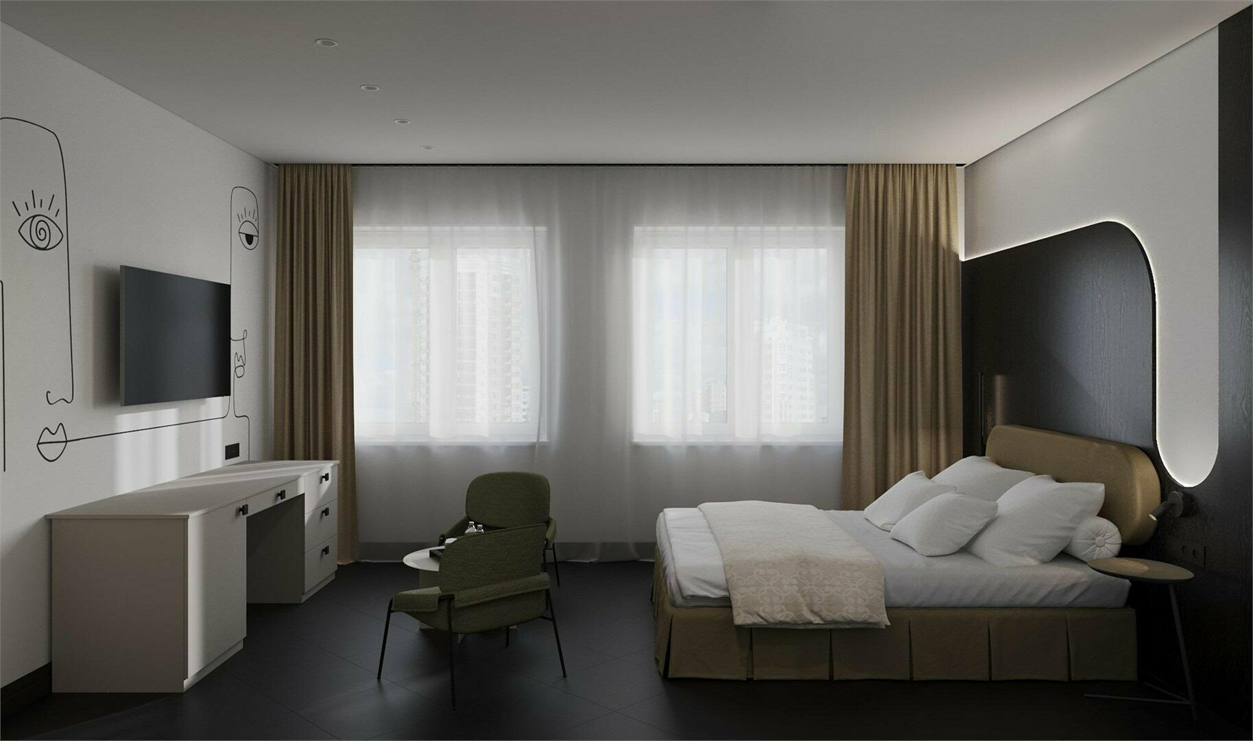 "Комфорт Плюс" с одной двуспальной/двумя односпальными кроватями