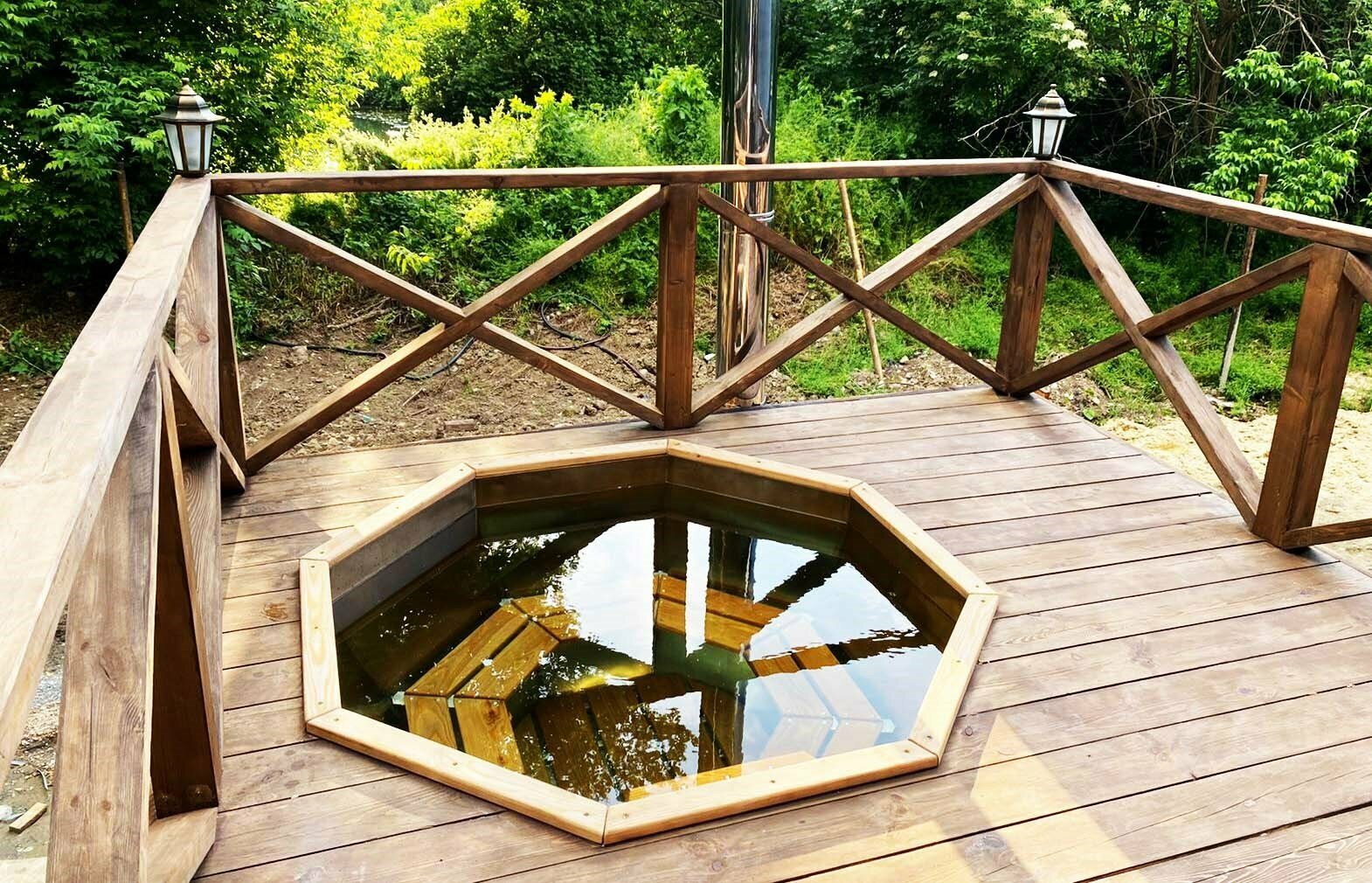 Дом А-фрейм с чаном на дровах