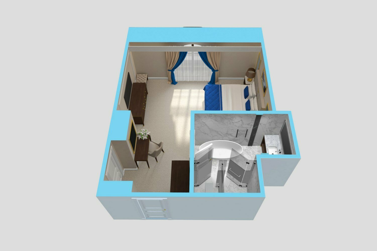 Делюкс с видом на город с одной большой кроватью