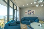 Апартаменты с отдельной спальней LS-LUX-SOFT BLUE небесных оттенков лета в Алуште - вид на море и горы с 10 этажа в Апарт-отель Стиль Жизни
