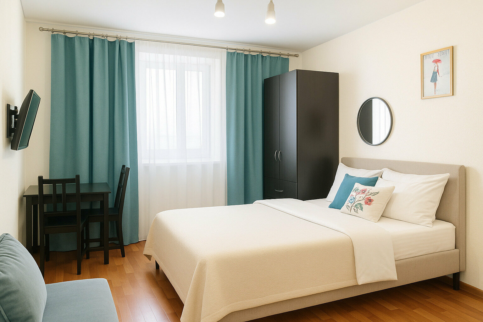 Номер-студия с кроватью размера "king-size" и диван-кроватью