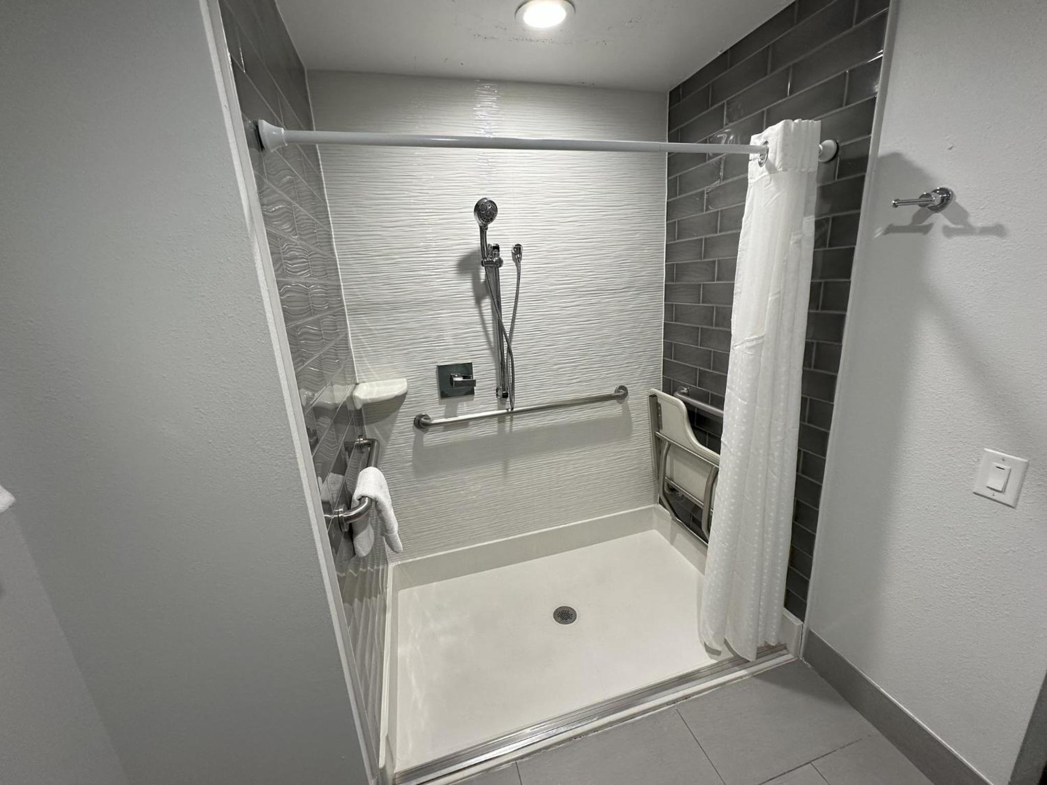 Double Room with Two Double Beds and Communications Mobility Accessible Roll-In Shower