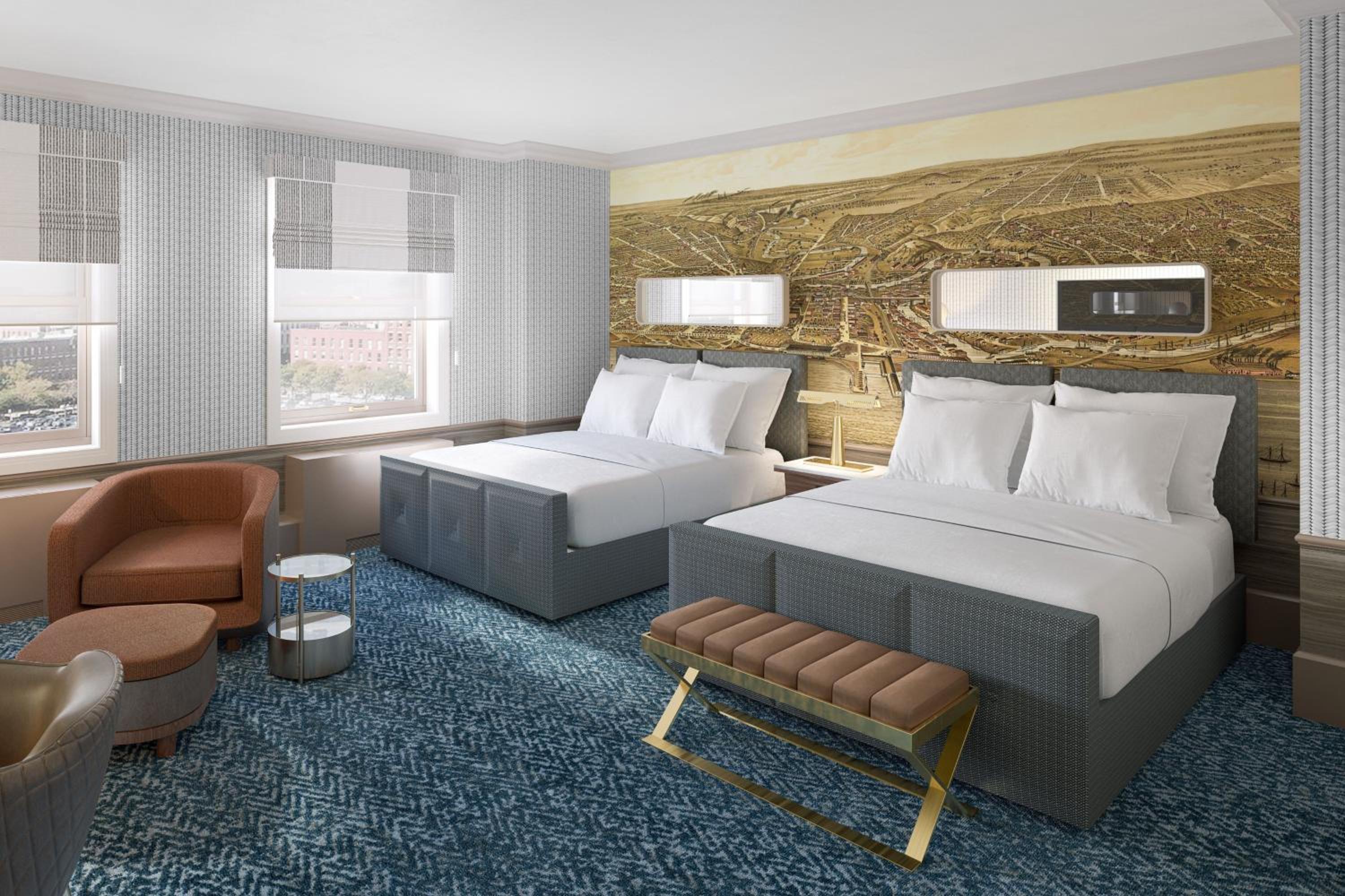 One-Bedroom Queen Suite with Two Queen and One Sofa Bed - City View