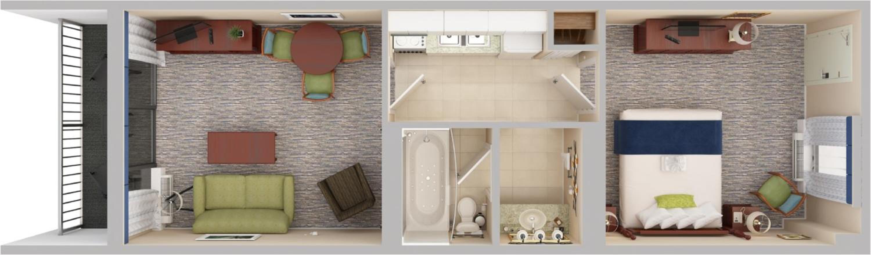 Tower Oceanview Whirl Pool King Suite - 1 King with 1 Double Wall Bed