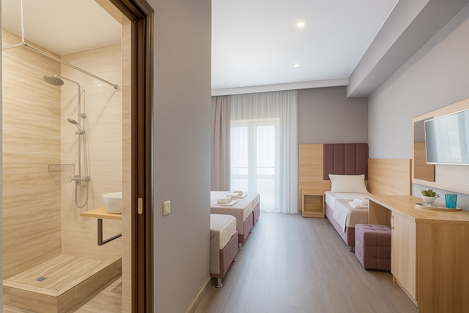 Четырёхместный номер ДЕЛЮКС с балконом