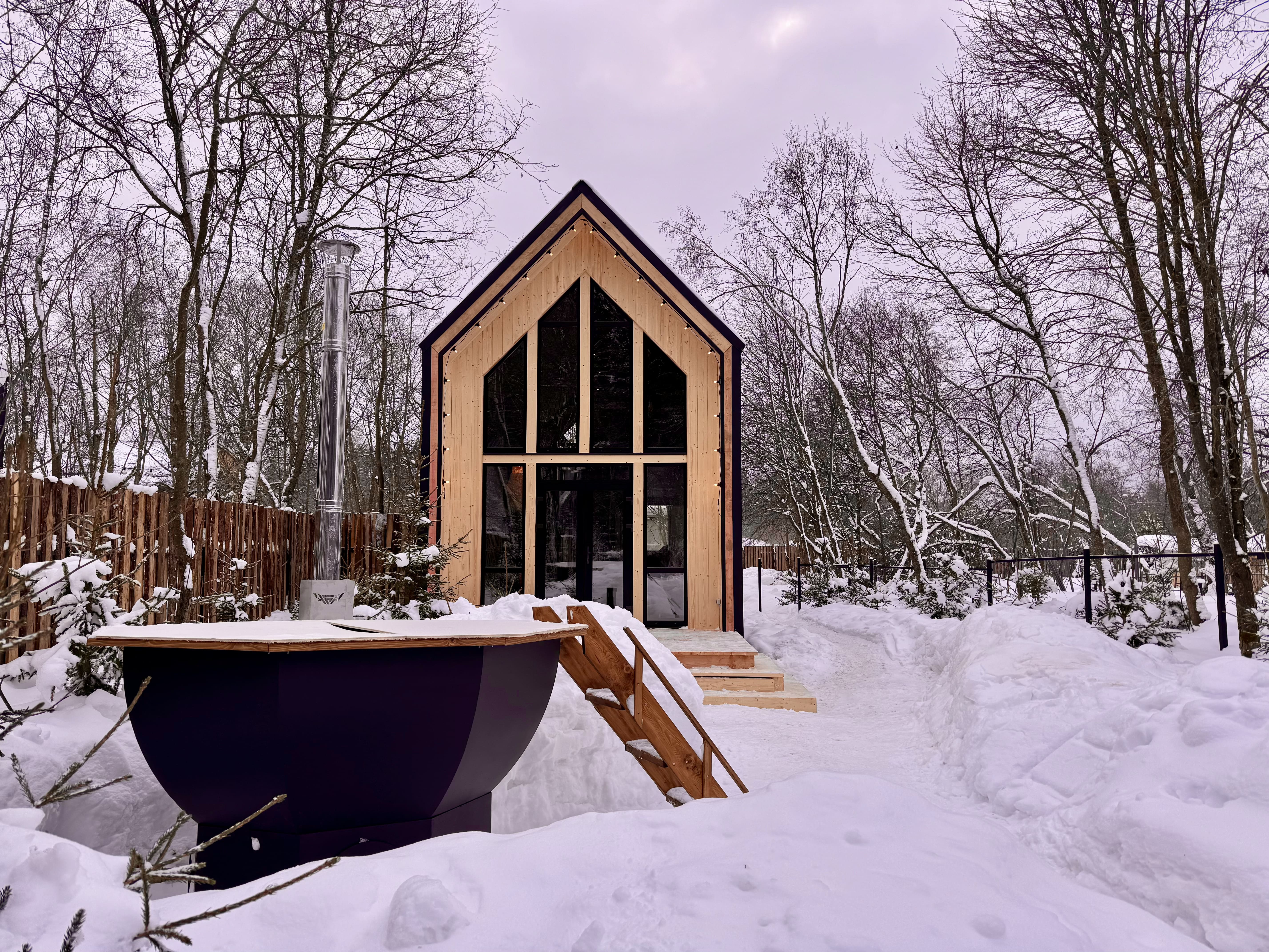 Дом Барн Хаус синий 60 м2 с видом на реку