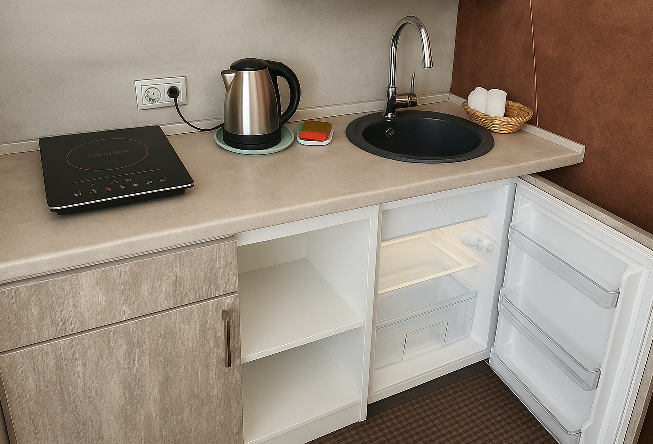 Апарт-студия с ДЖАКУЗИ | Кухня 50"SmartTV WiFi