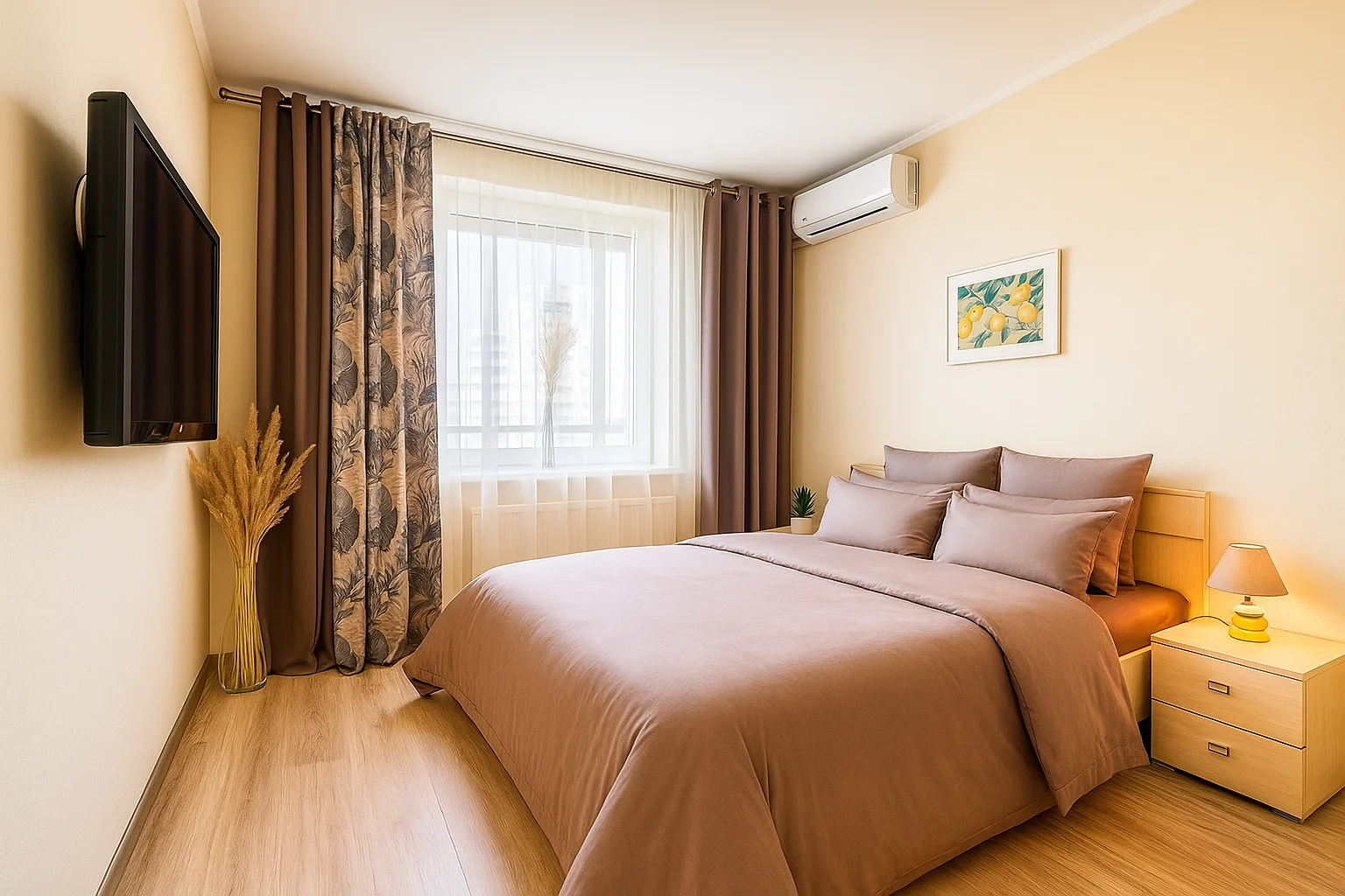 1- комнатная на 6 человек у аквапарка, центра и набережной, с приставкой+ смарт-ТВ ЖЕЛТАЯ