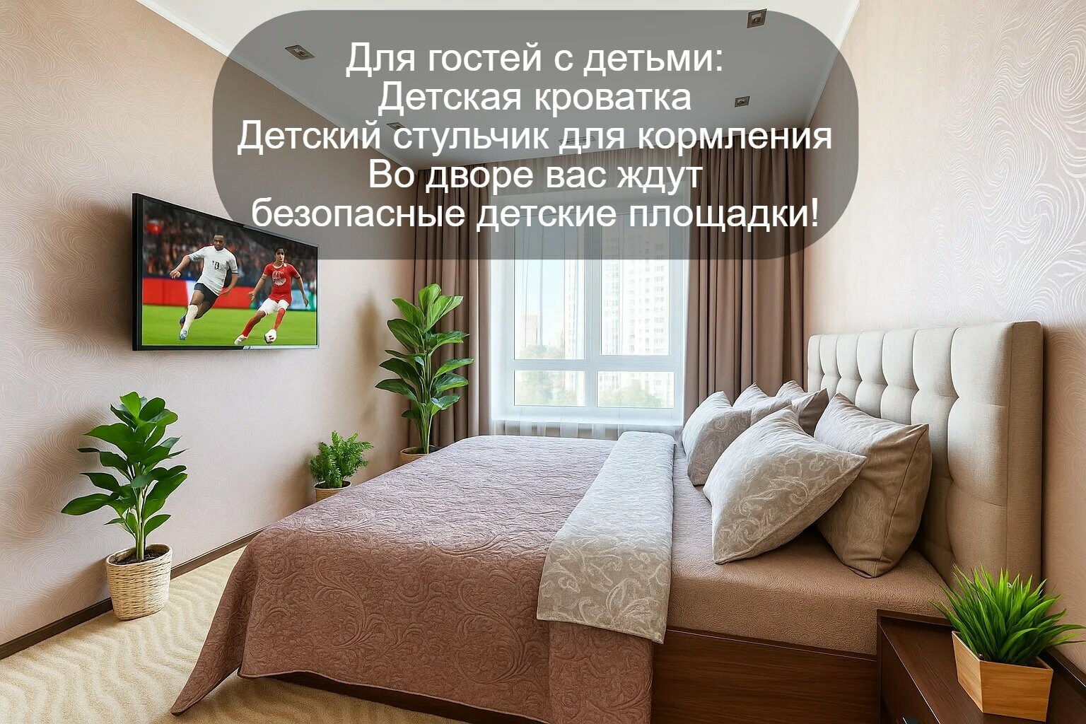 2 спальни у аквапарка, центра и набережной, с приставкой+ смарт- у аквапарка, центра и набережной, с приставкой+ смарт-ТВ КРЕМОВАЯ