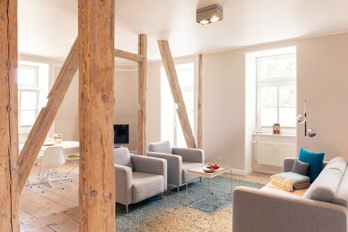 Студия «Делюкс», 1 двуспальная кровать «Квин-сайз», балкон, частичный вид на море в Ostküste - Villa Albatros Design Apartments