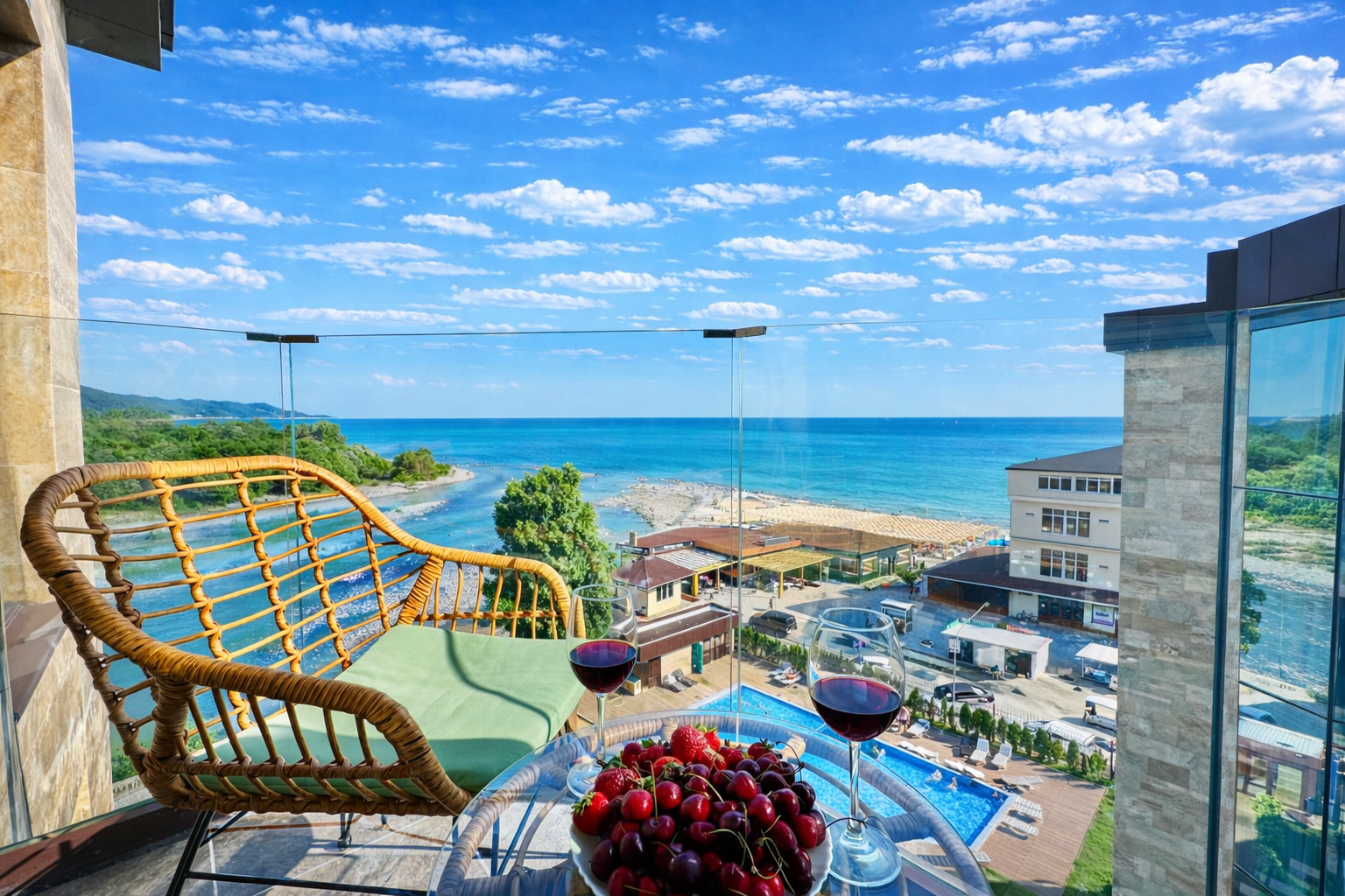 Люкс с видом на море и реку с балконом