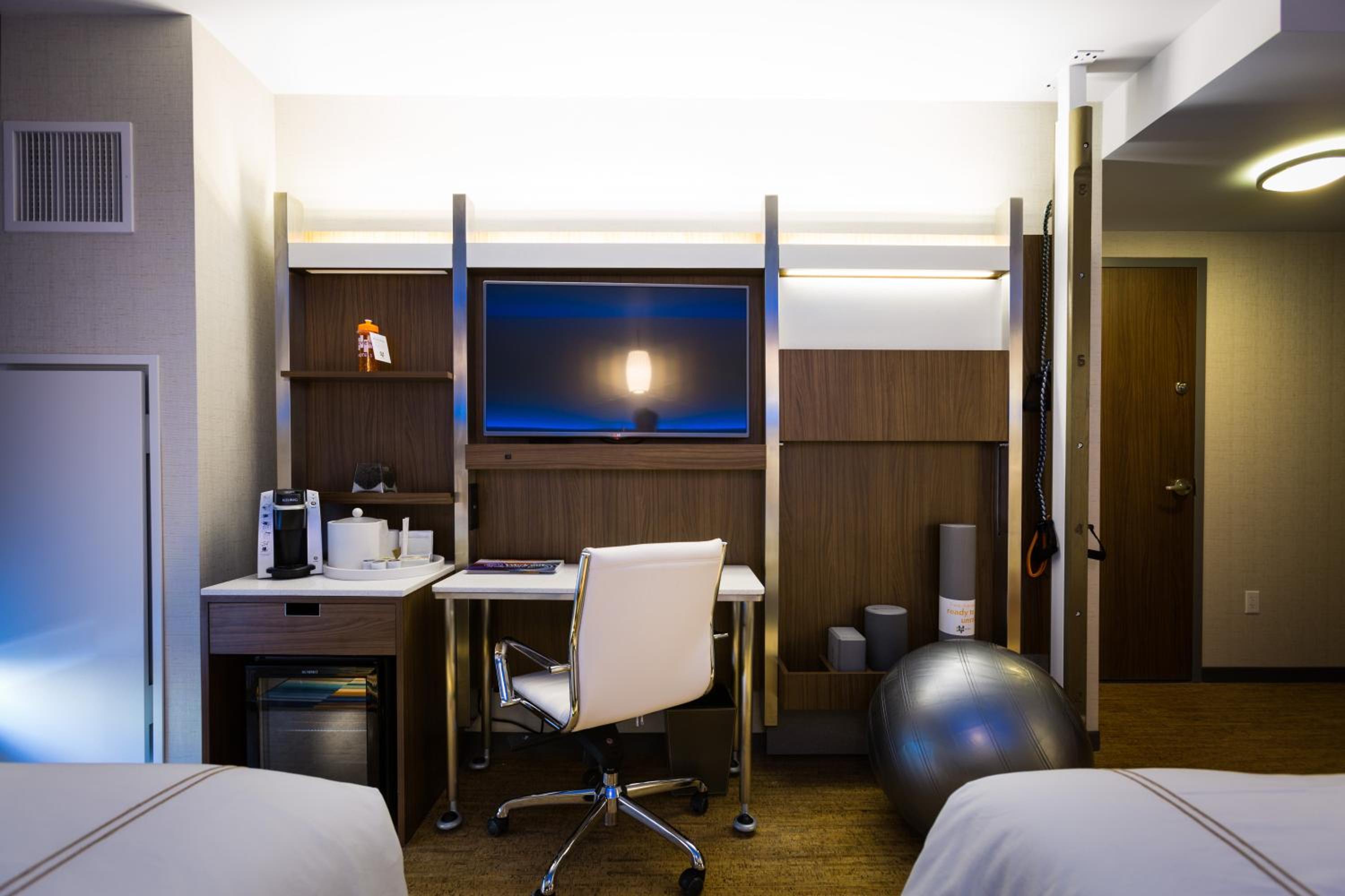 Double Room with Two Double Beds - Hearing Mobility Accessible Roll-In Shower