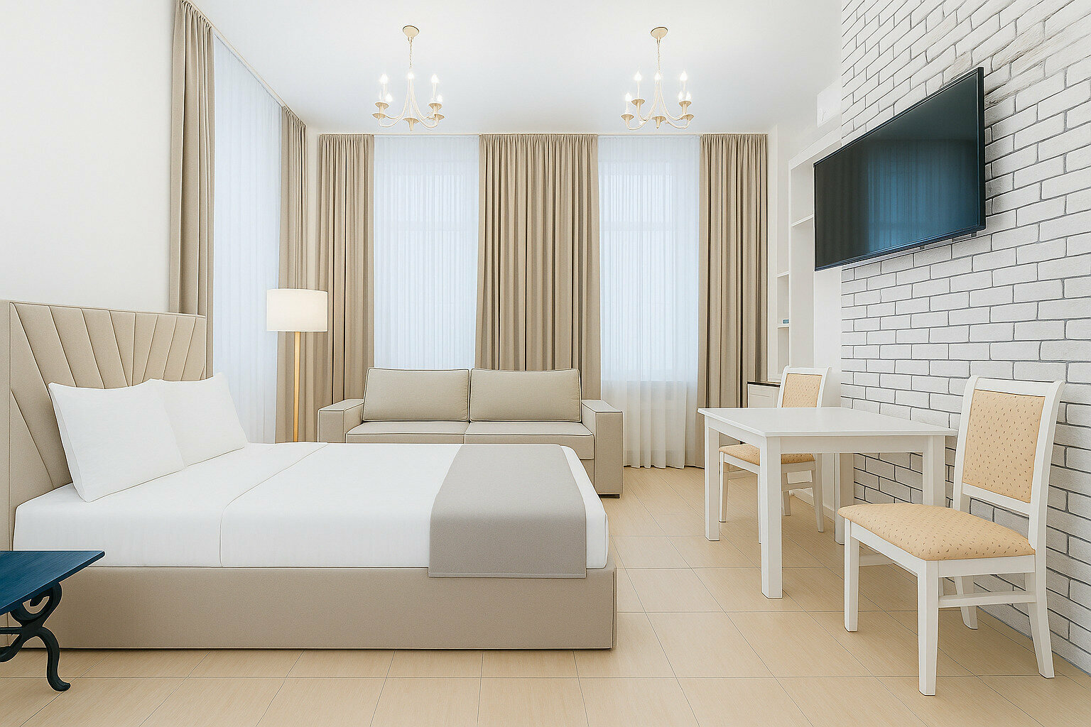 Стандартный номер с 2 односпальными кроватями и диваном