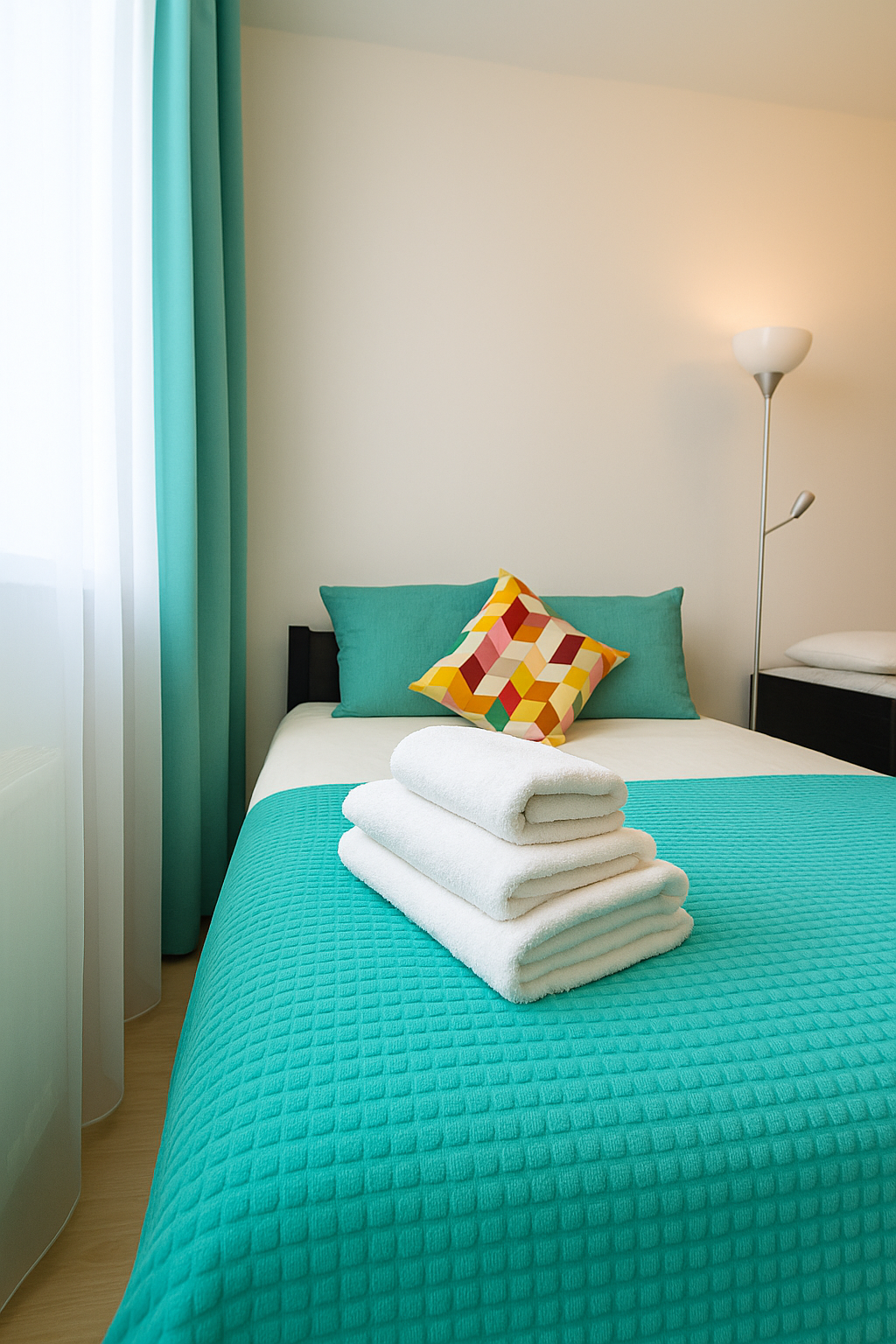 Студия Бирюзовая в Песочном с двуспальной кроватью и диваном-кроватью