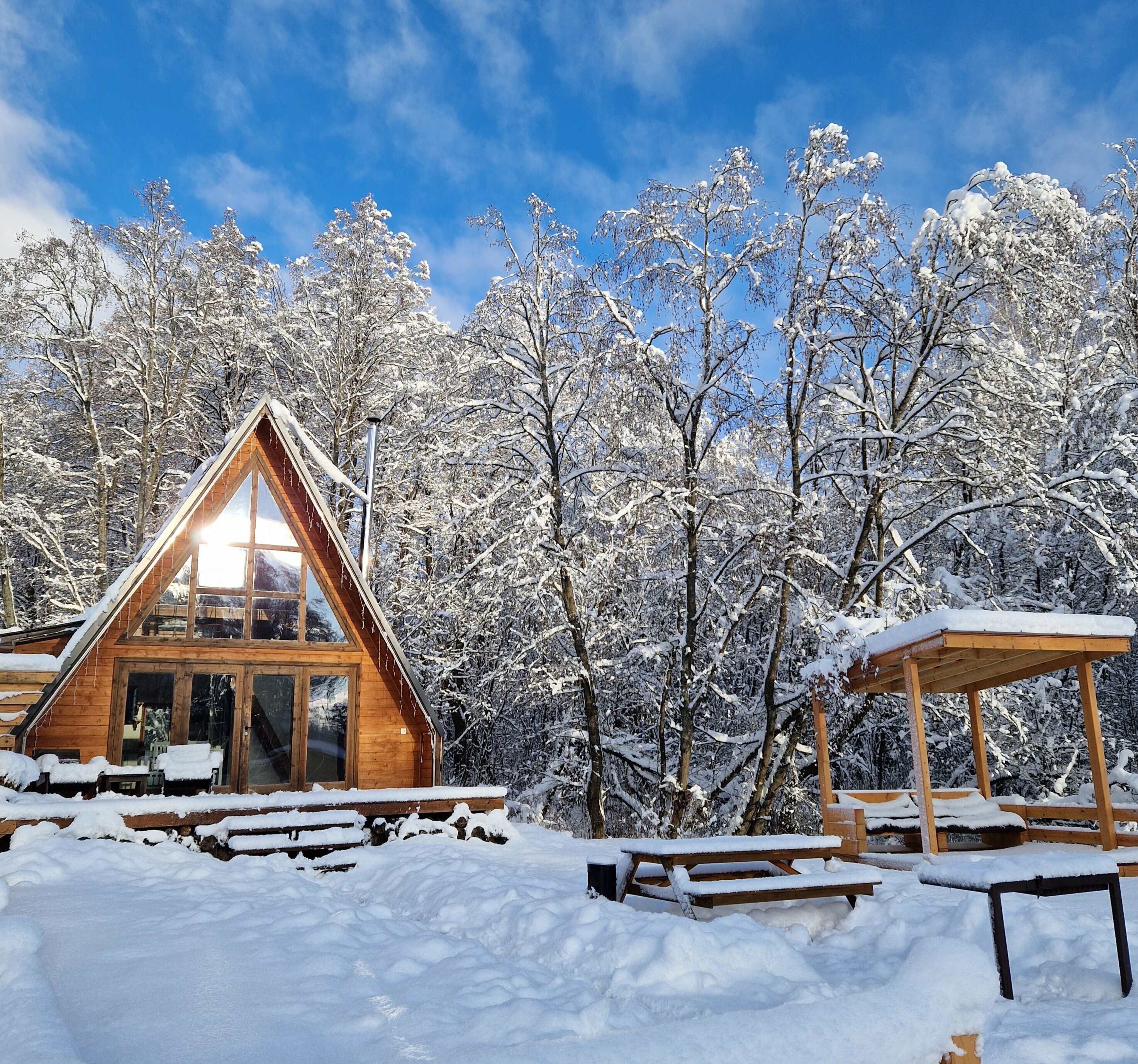 Афрейм с видом лес и озеро