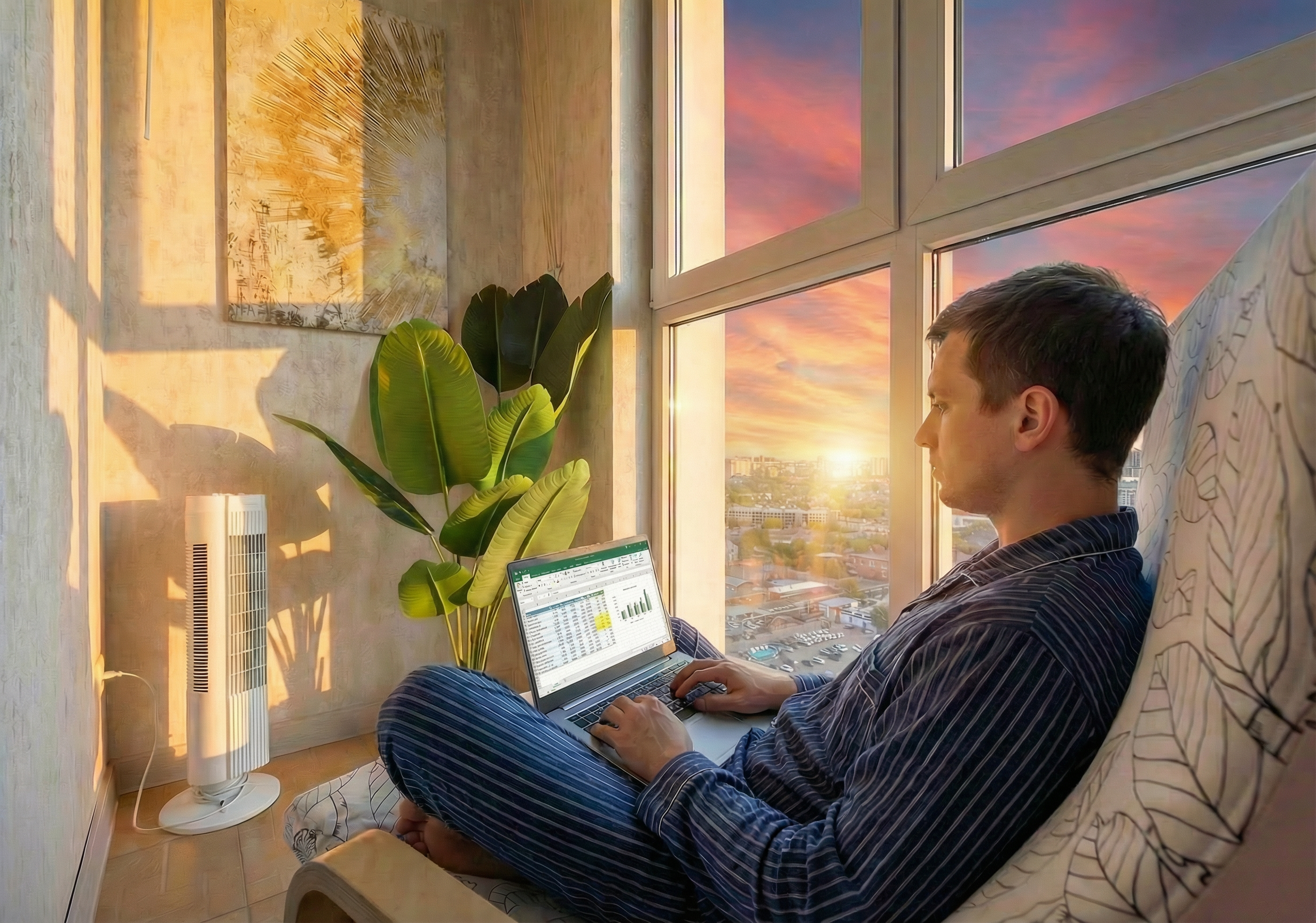 Однокомнатные апартаменты «Розовый фламинго» с подвесной качелью и балконом (вид на город с 23-го этажа).