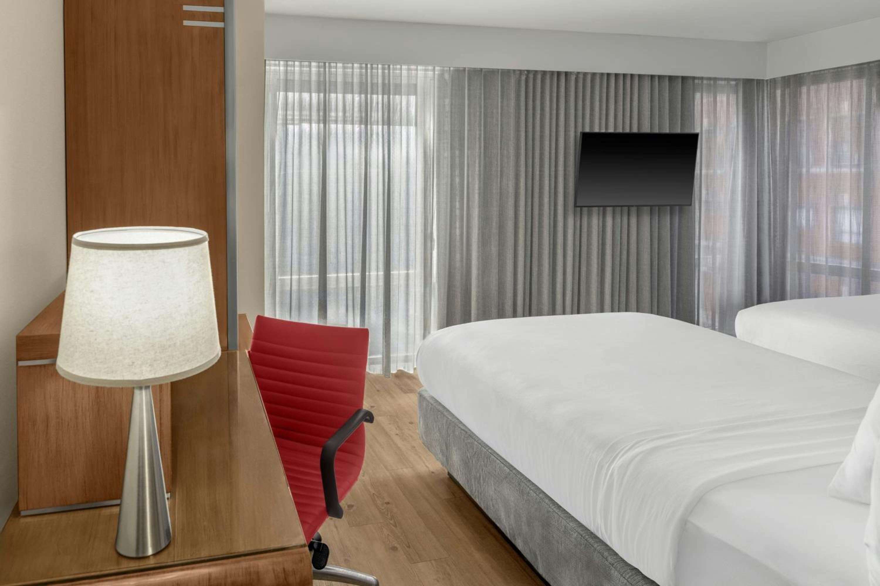 Standard Double Room with Two Double Beds - Mobility and Hearing Accessible with Roll-in Shower