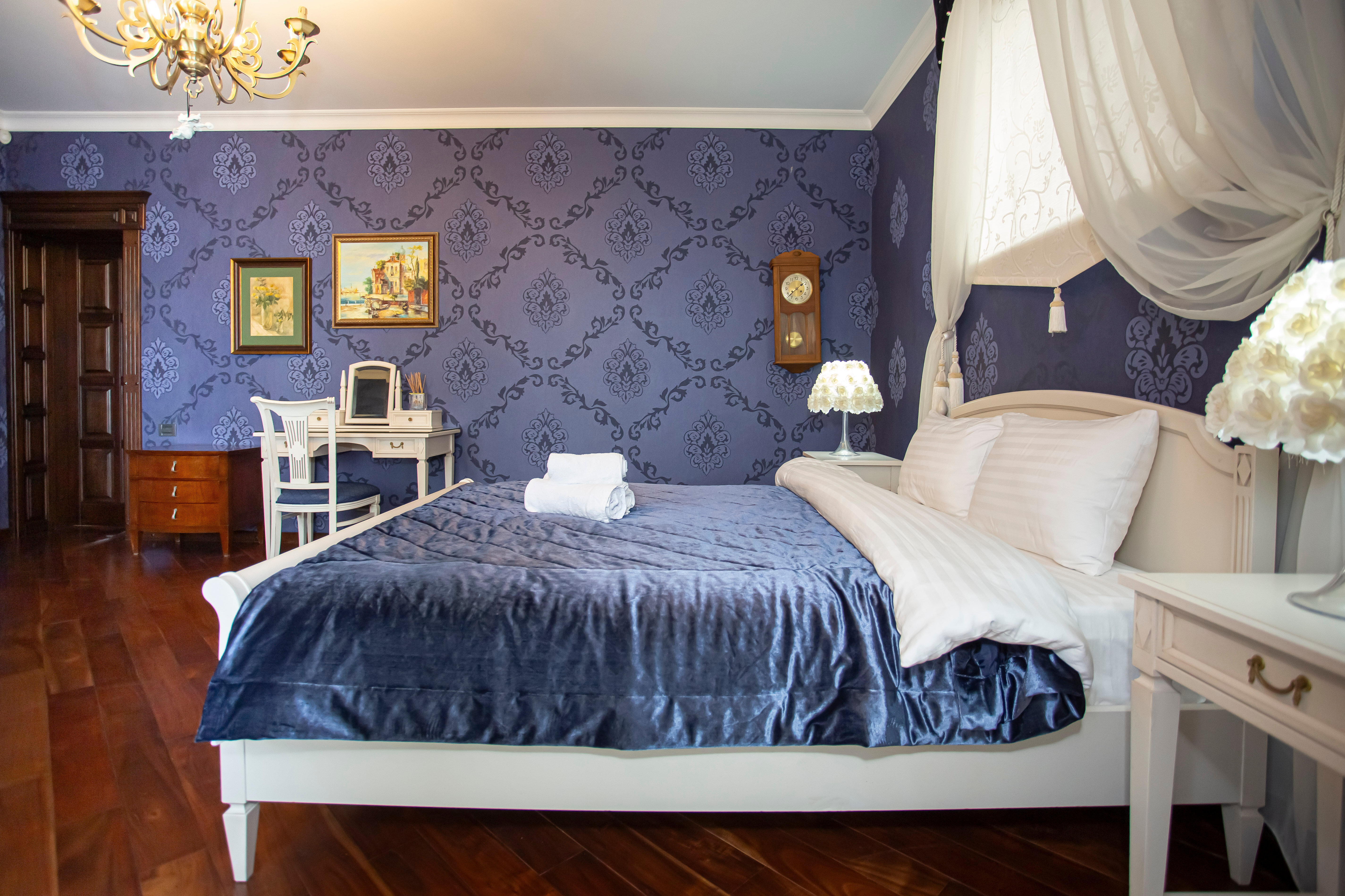 Синяя спальня Делюкс с большой кроватью