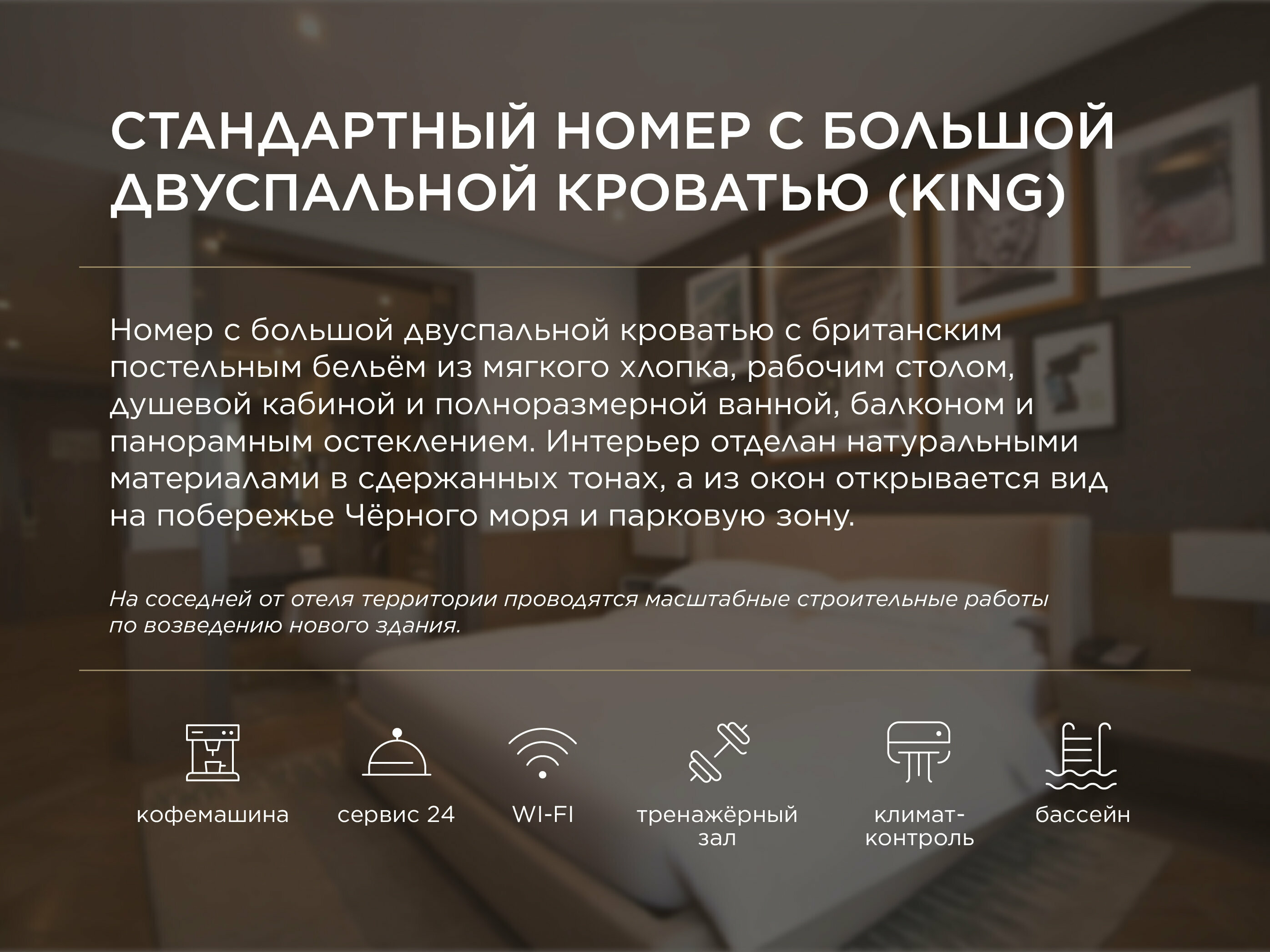 Номер с одной большой двуспальной кроватью (King)