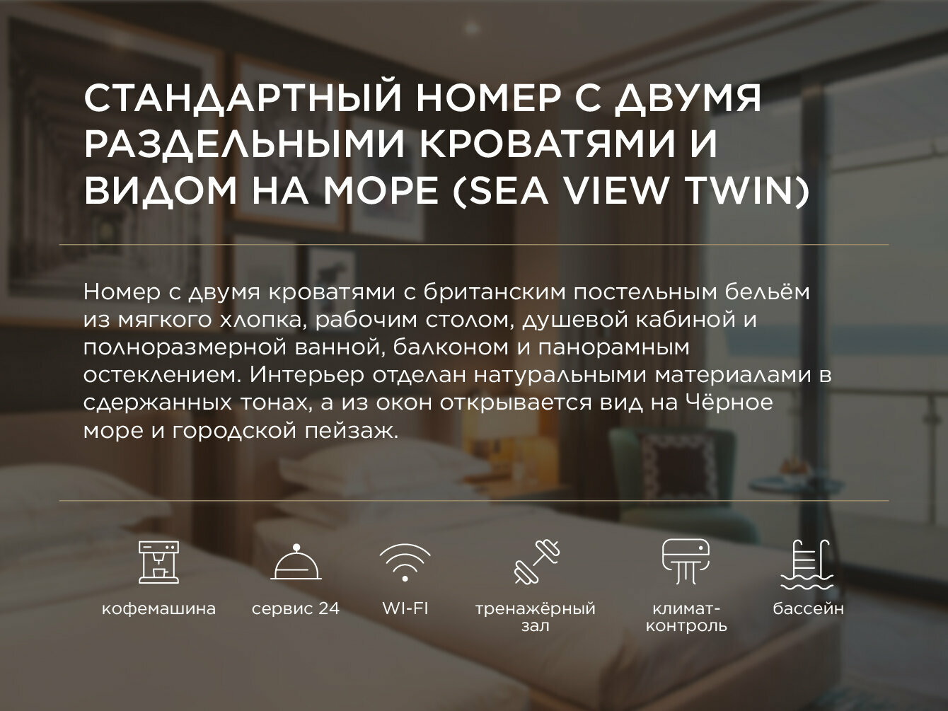 Номер с двумя раздельными кроватями  и видом на море (Sea View Twin)