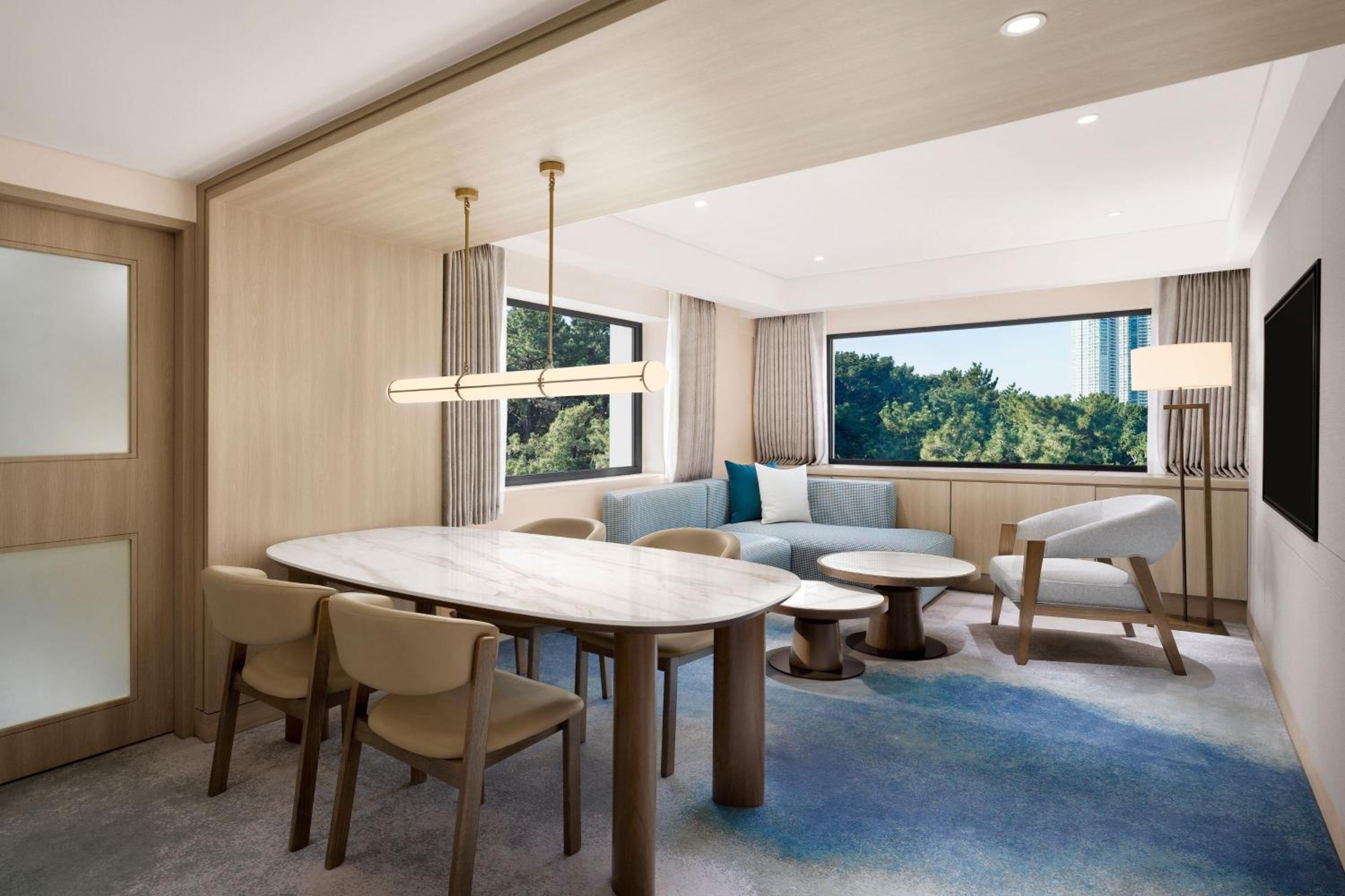 Executive Park Suite, Club lounge access, 1 Bedroom Suite, 1 King, Partial sea view, Corner room