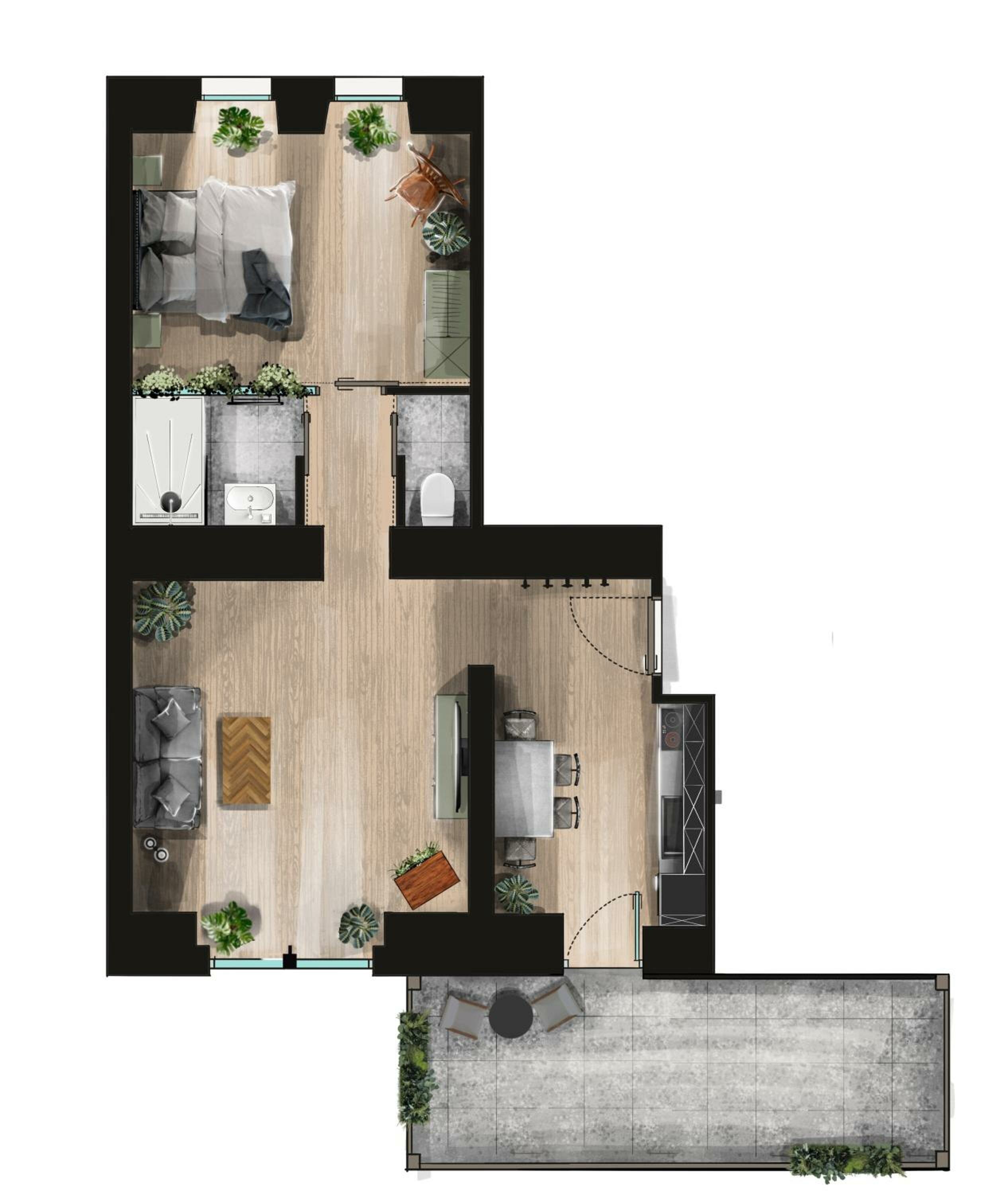 One Bedroom Apartment with Balcony 