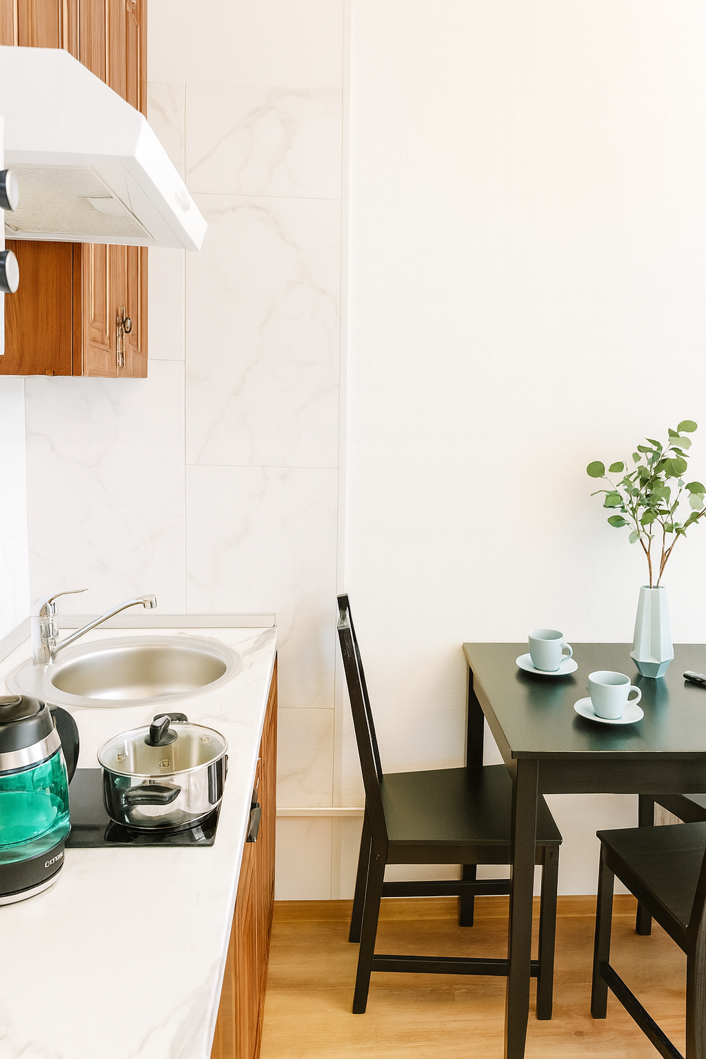 Студия Бирюзовая в Песочном с двуспальной кроватью и диваном-кроватью