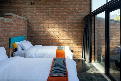 Great Wall View Twin Room в Brickyard Retreat at Mutianyu Great Wall