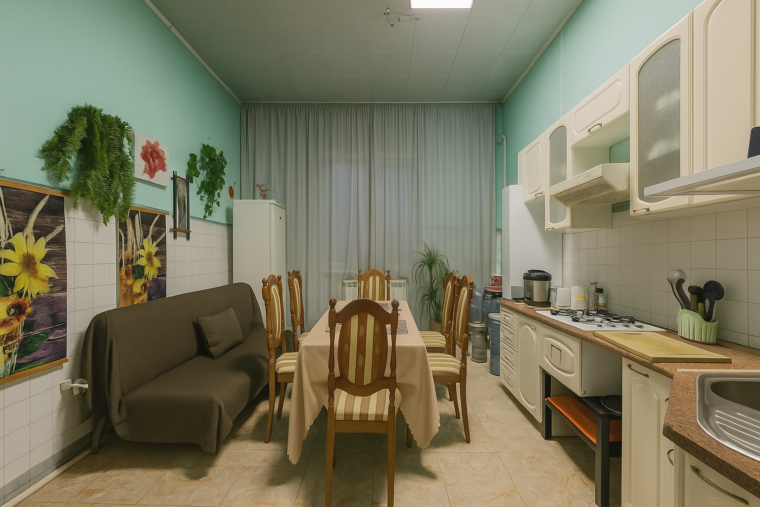 Часть жилого дома с отдельным входом, тремя комфортабельными номерами с душем и туалетом в каждом, гостиной, кухней и гаражом на 4 автомобиля. (без "вечеринок"!)