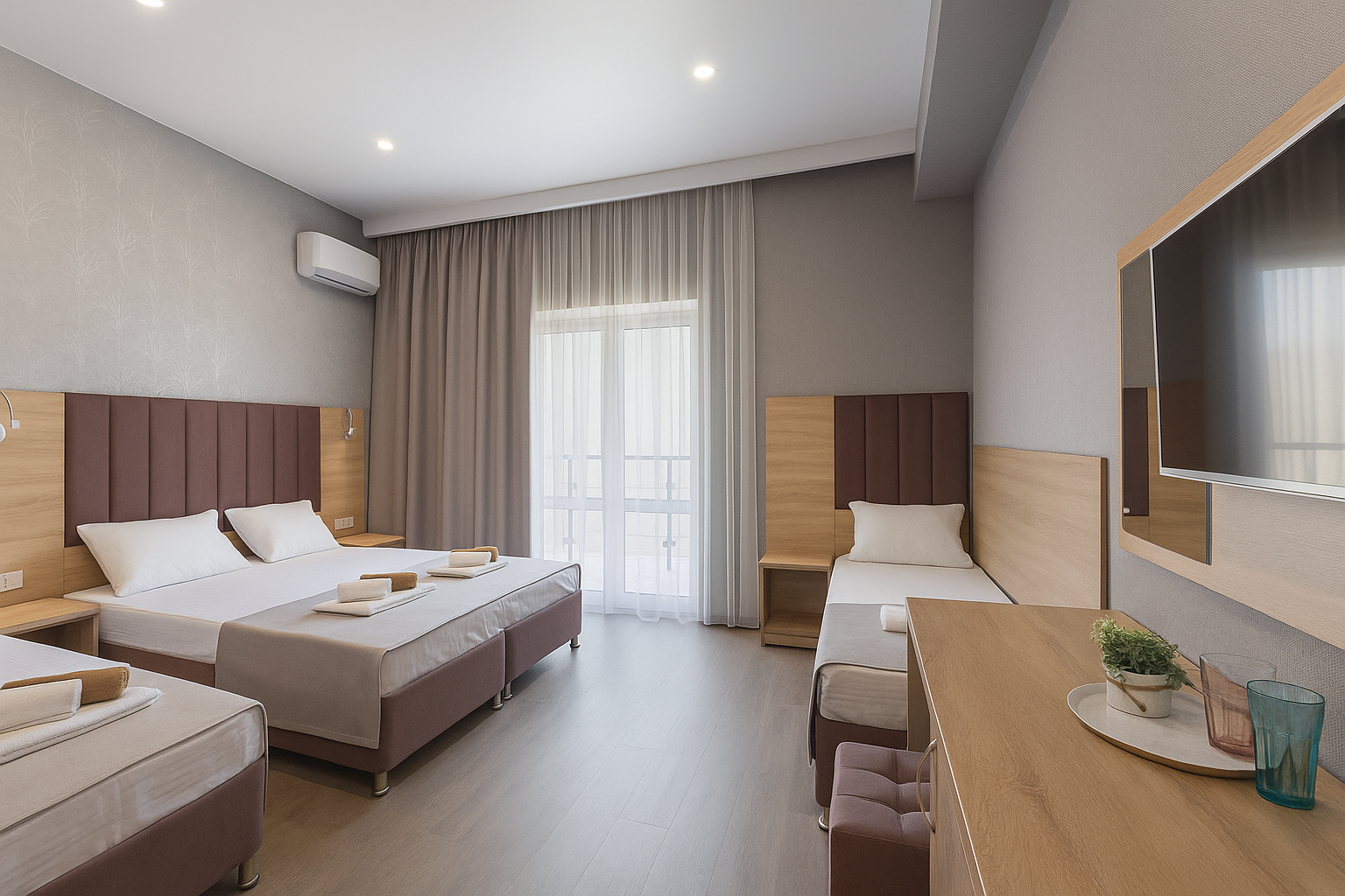 Четырёхместный номер ДЕЛЮКС с балконом