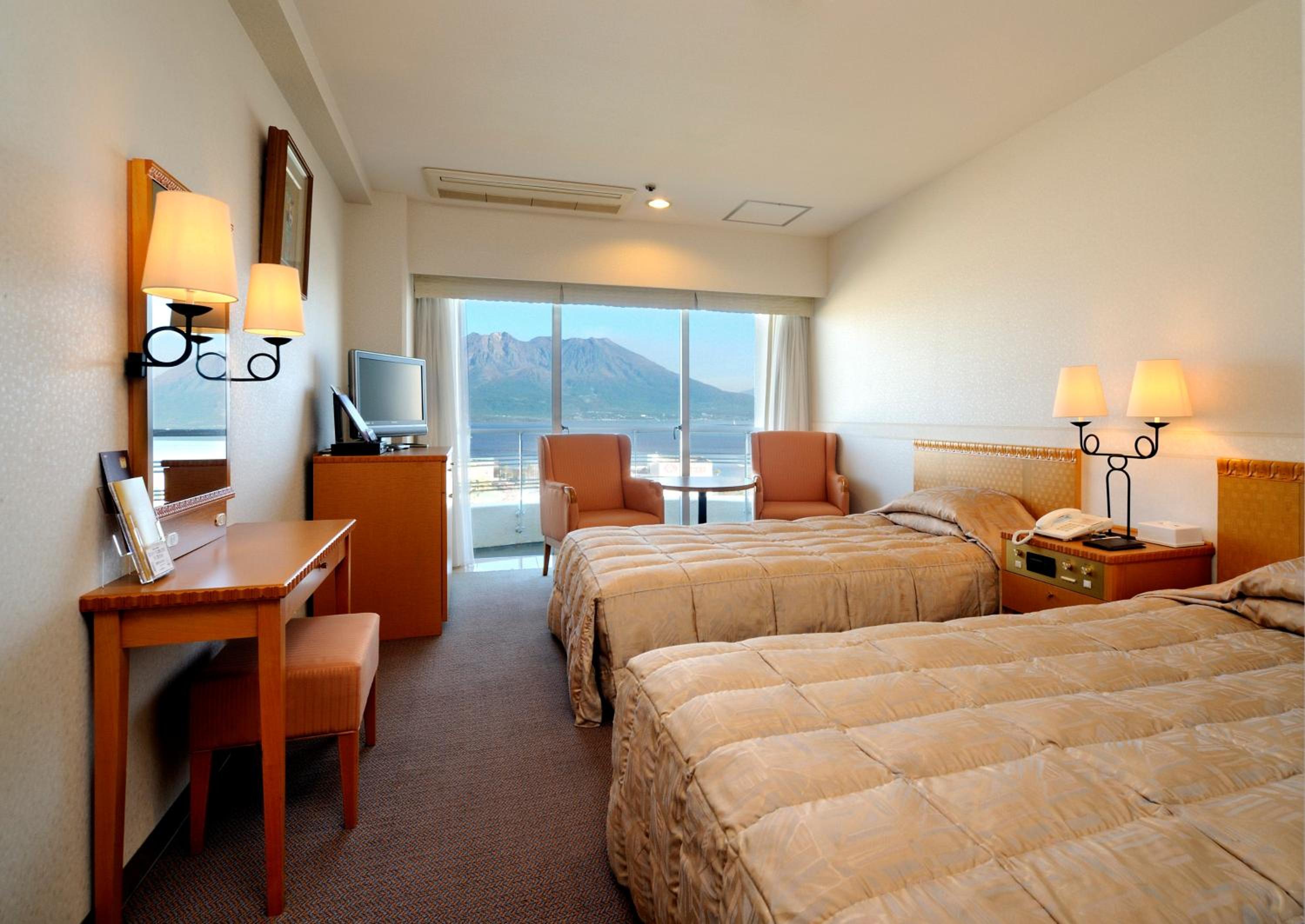Twin Room With Sakurajima View - Non-Smoking