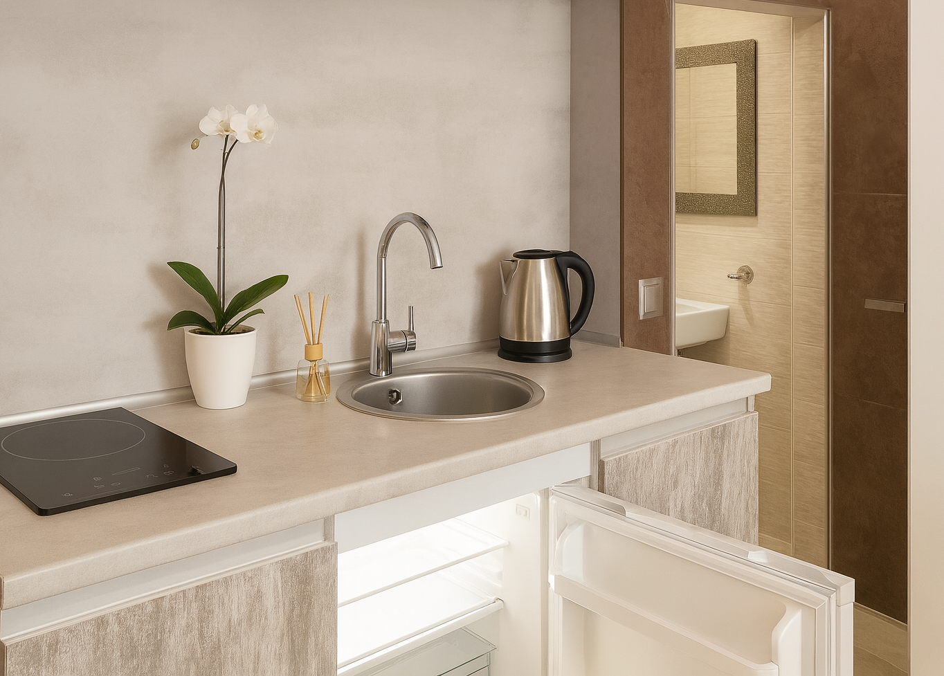 Апарт.Делюкс с балконом и джакузи Кухня 50*SmartTV WiFi