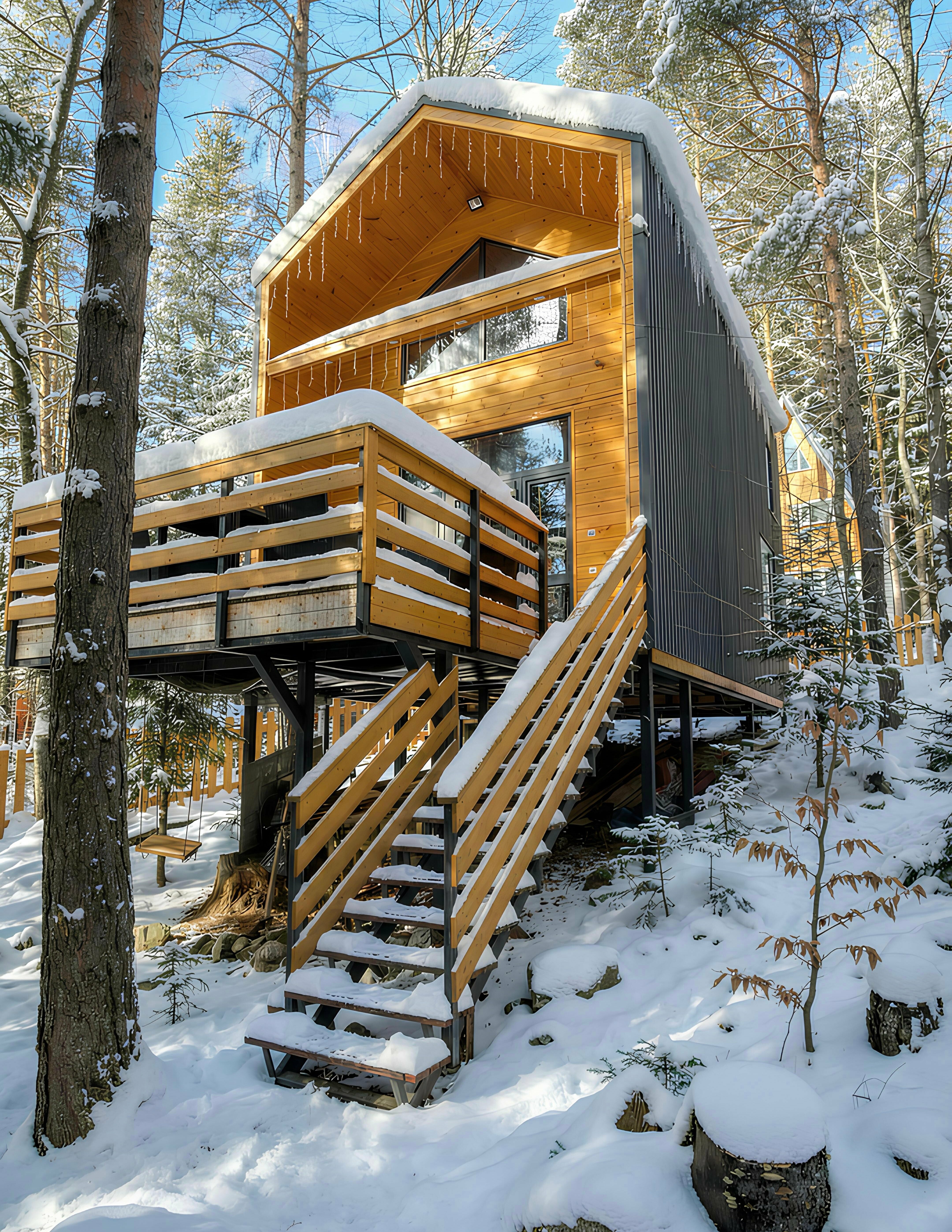 Барнхаус 3 с видом на хвойный лес и горы