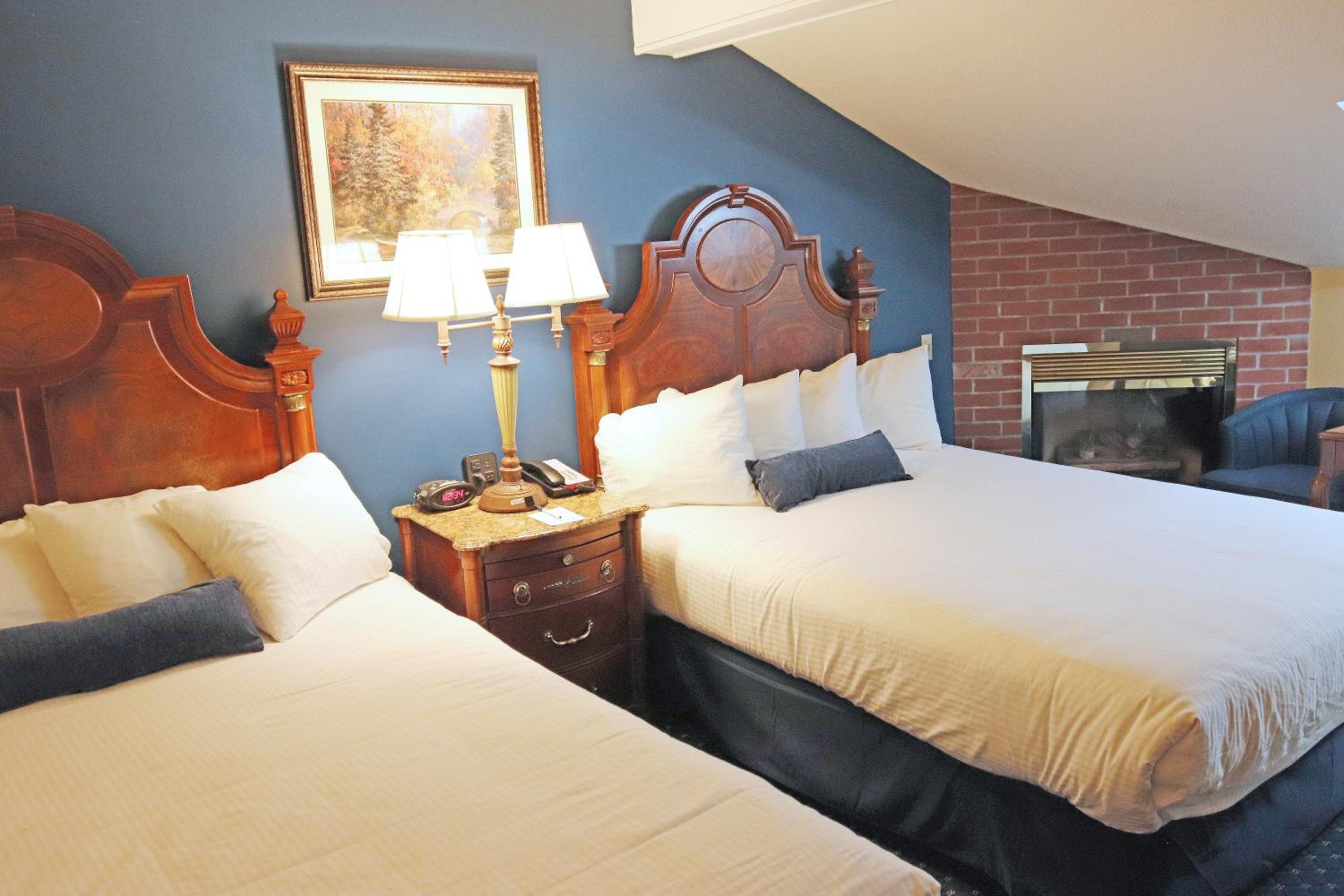 Queen Room with Two Queen Beds, Fireplace and Skylight Window - Pet Friendly/Third Floor/Non-Smoking