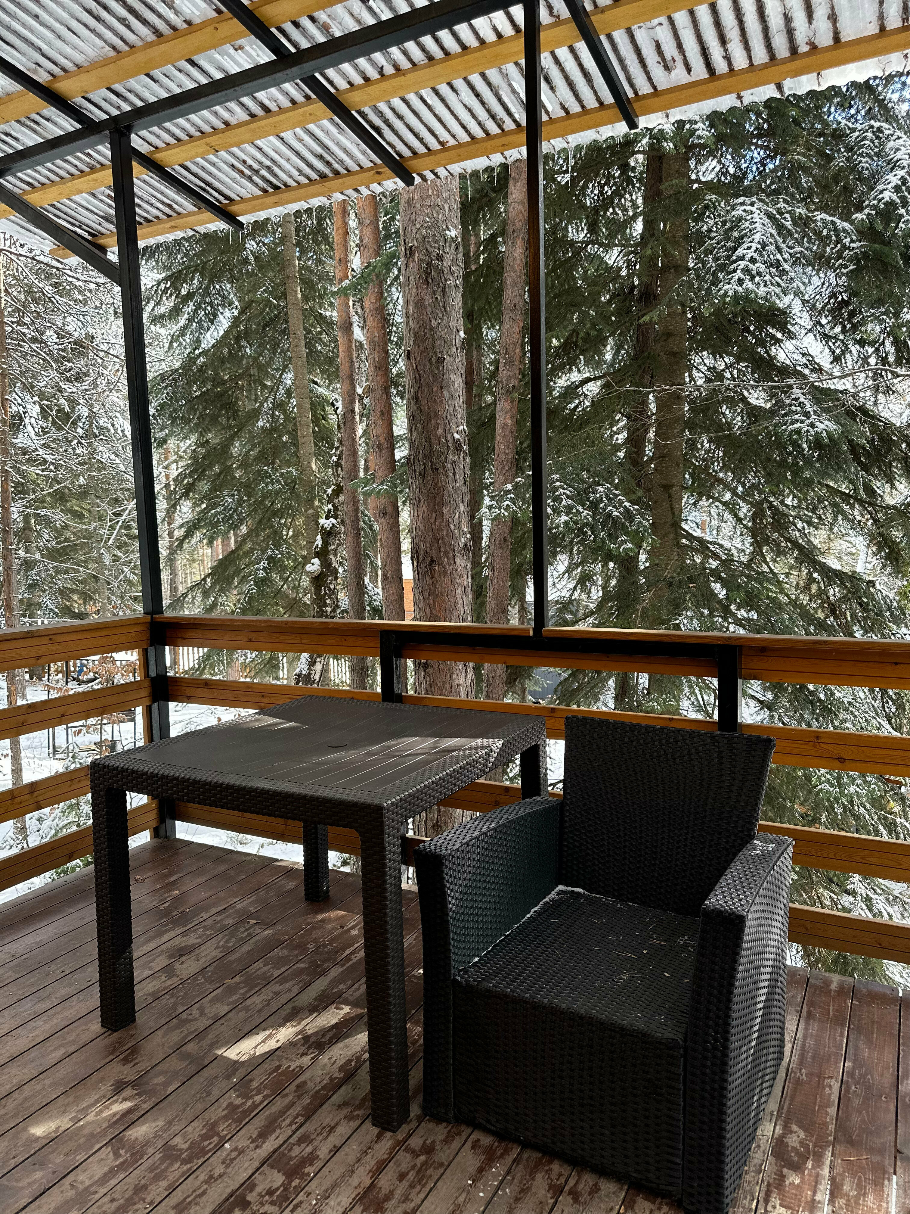 Барнхаус 3 с видом на хвойный лес и горы