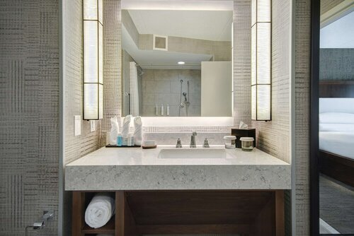 Люкс, 1 двуспальная кровать «Кинг-сайз», для людей с ограниченными возможностями (Roll-In Shower) в Embassy Suites by Hilton Detroit Metro Airport